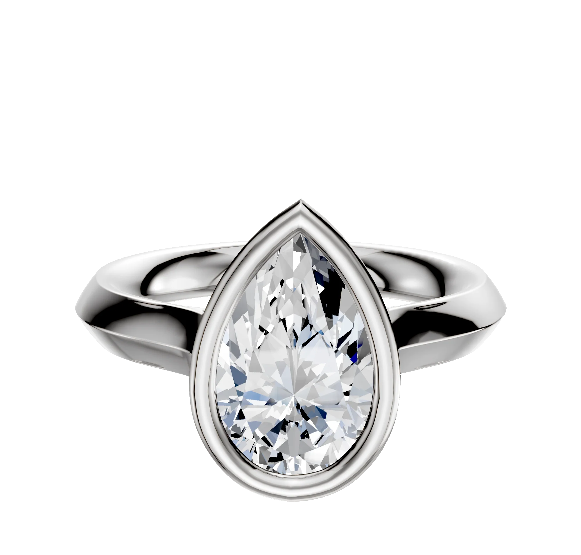 Platinum Bezel Full Bezel East/West Cathedral Knife Edge 3.0mm Engagement Ring