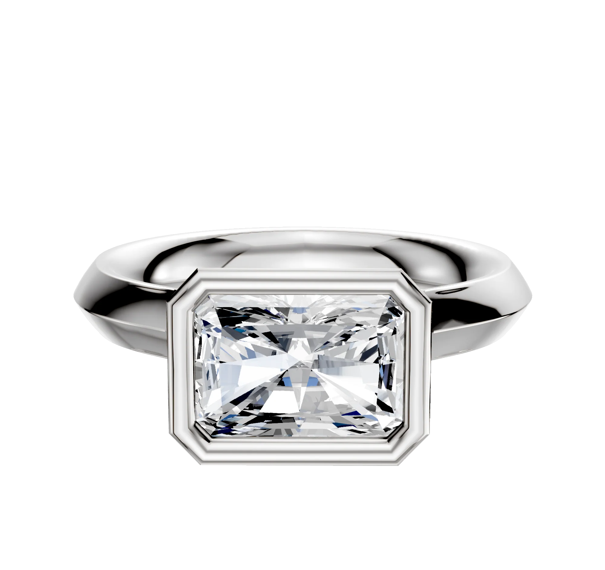 Platinum Bezel Full Bezel East/West Cathedral Knife Edge 3.0mm Engagement Ring