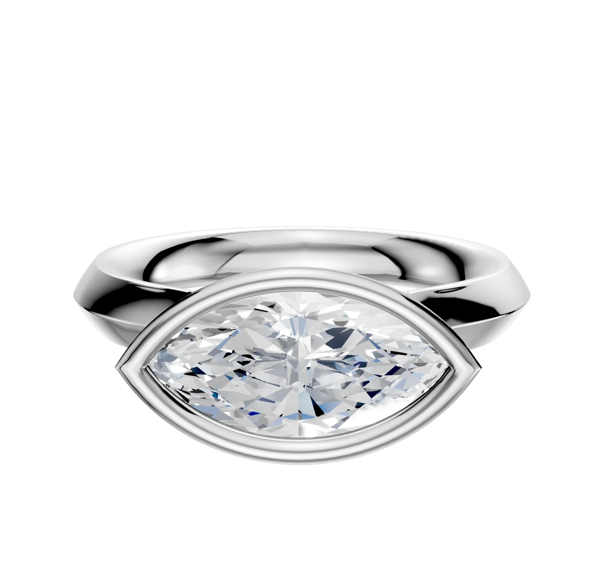 Platinum Bezel Full Bezel East/West Cathedral Knife Edge 3.0mm Engagement Ring