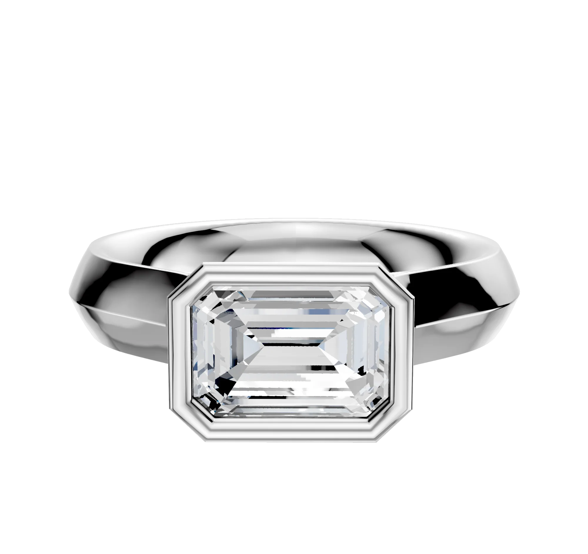 Platinum Bezel Full Bezel East/West Cathedral Knife Edge 4.0mm Engagement Ring