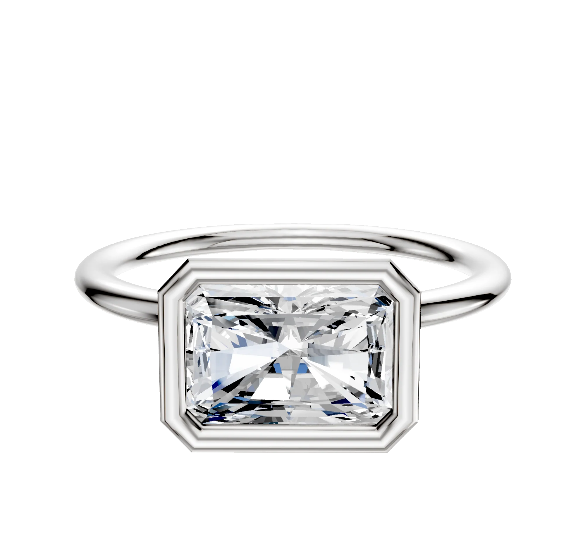 Platinum Bezel Full Bezel East/West Classic Dome 1.5mm Engagement Ring