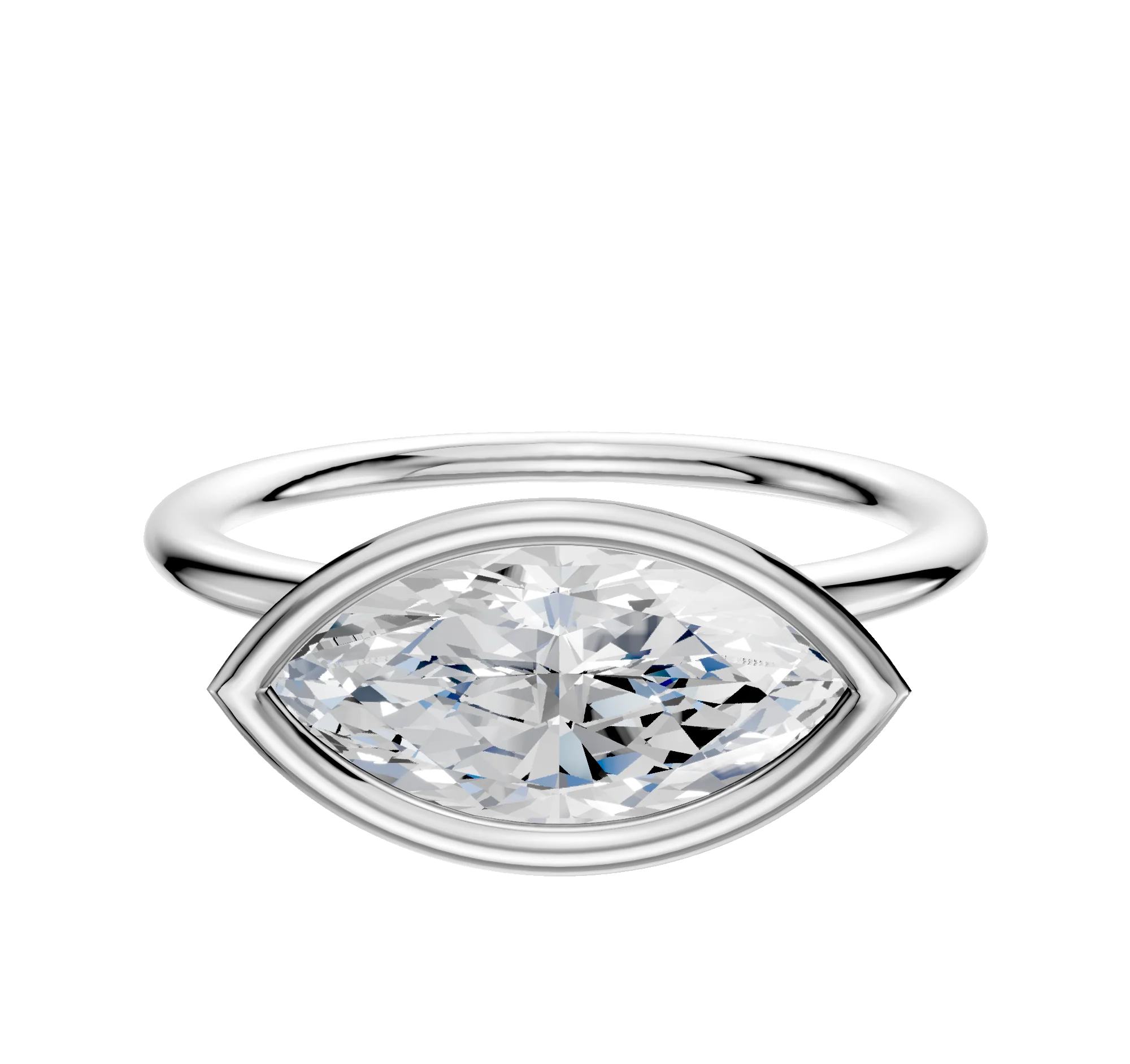Platinum Bezel Full Bezel East/West Classic Dome 1.5mm Engagement Ring