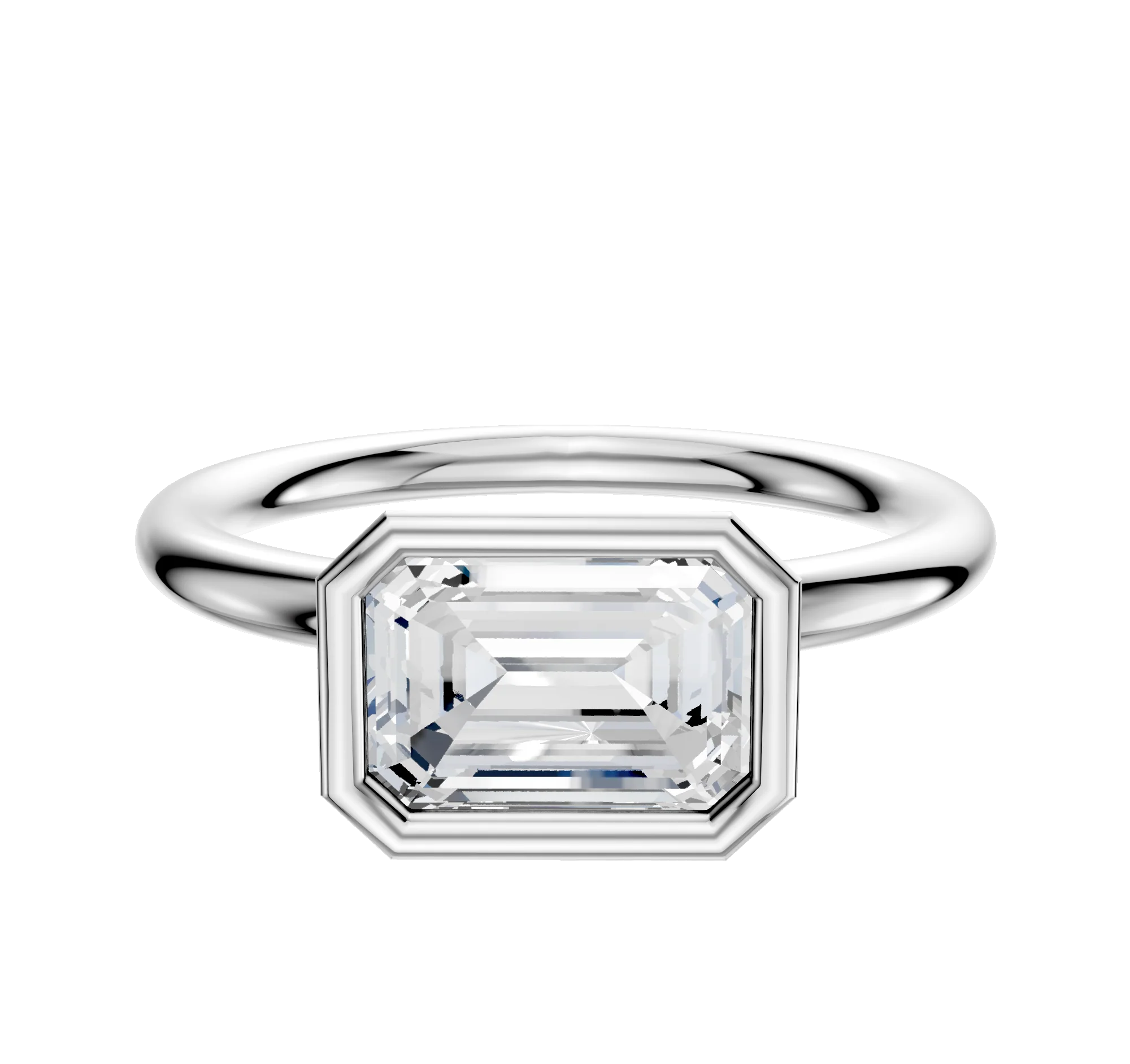 Platinum Bezel Full Bezel East/West Classic Dome 2.0mm Engagement Ring