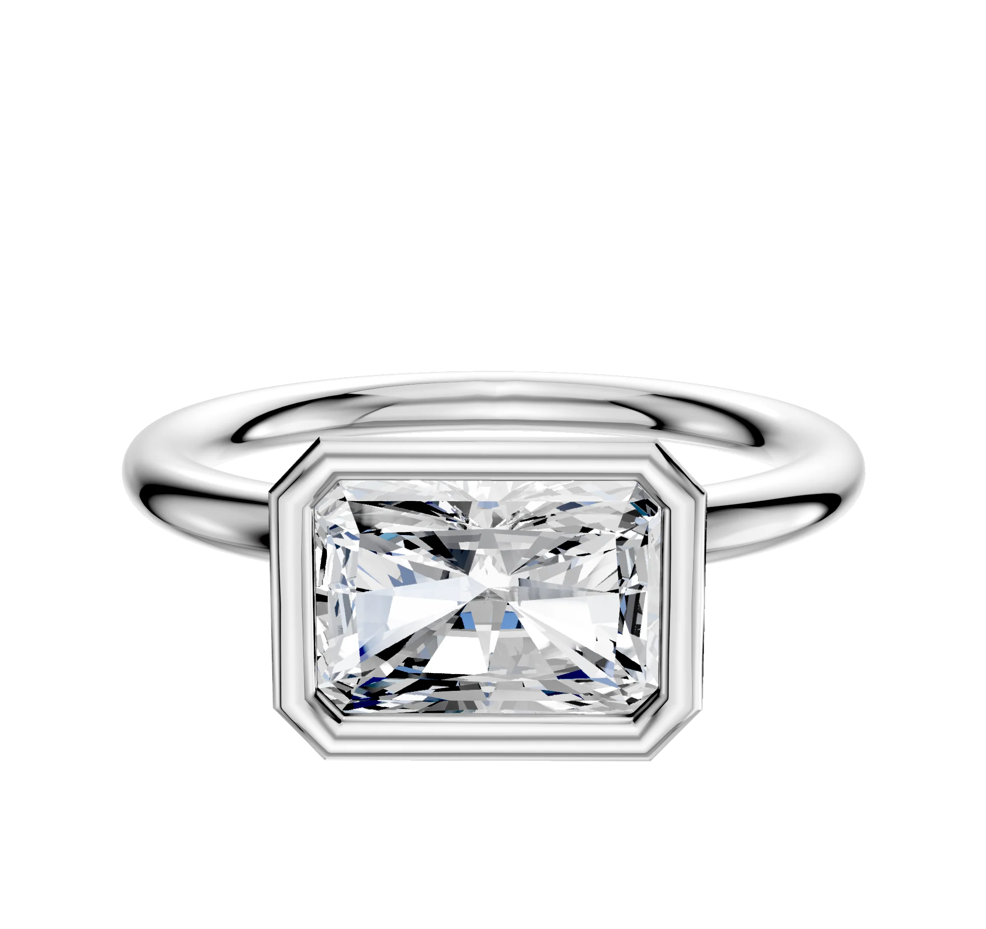 Platinum Bezel Full Bezel East/West Classic Dome 2.0mm Engagement Ring
