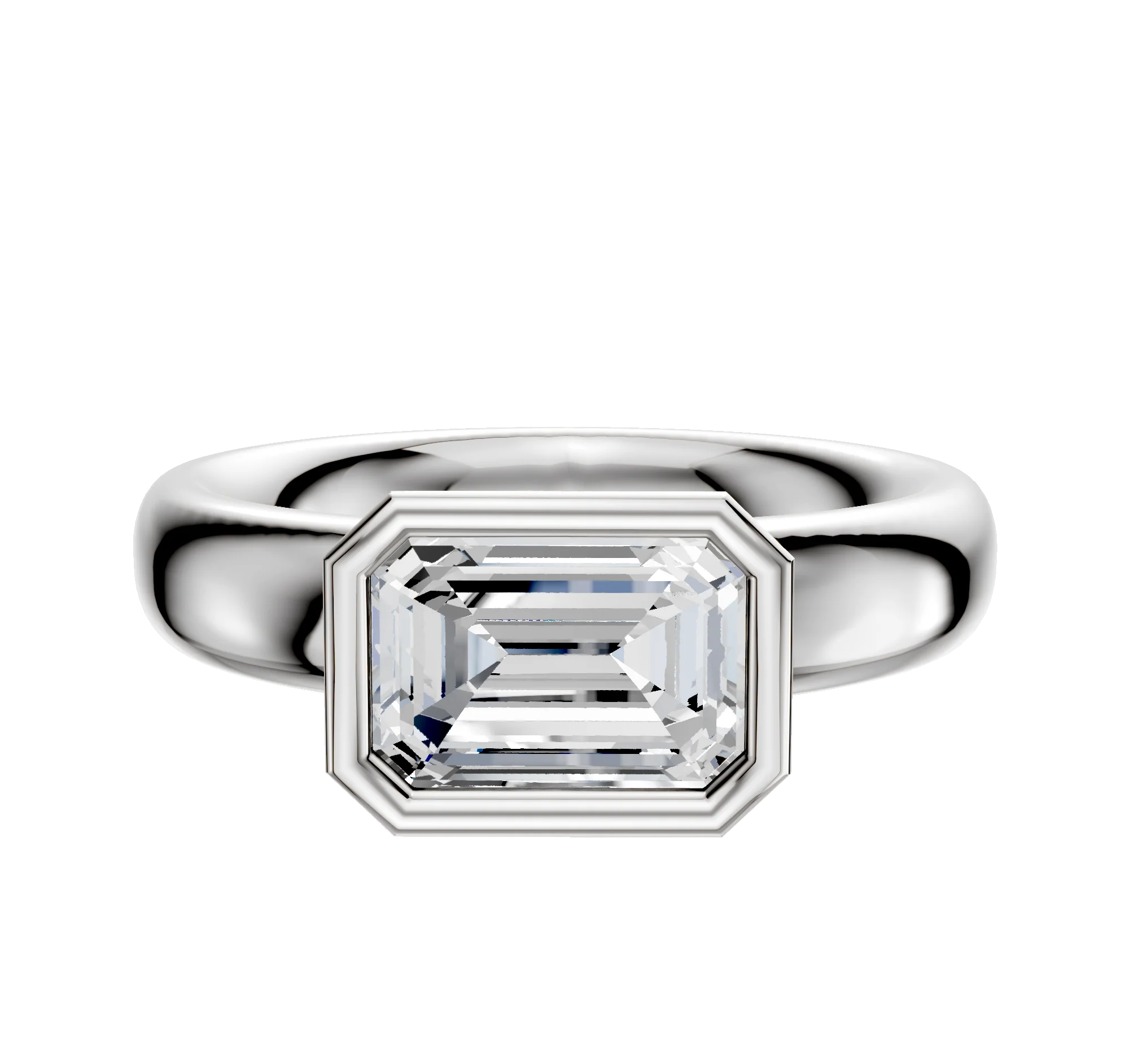 Platinum Bezel Full Bezel East/West Classic Dome 4.0mm Engagement Ring
