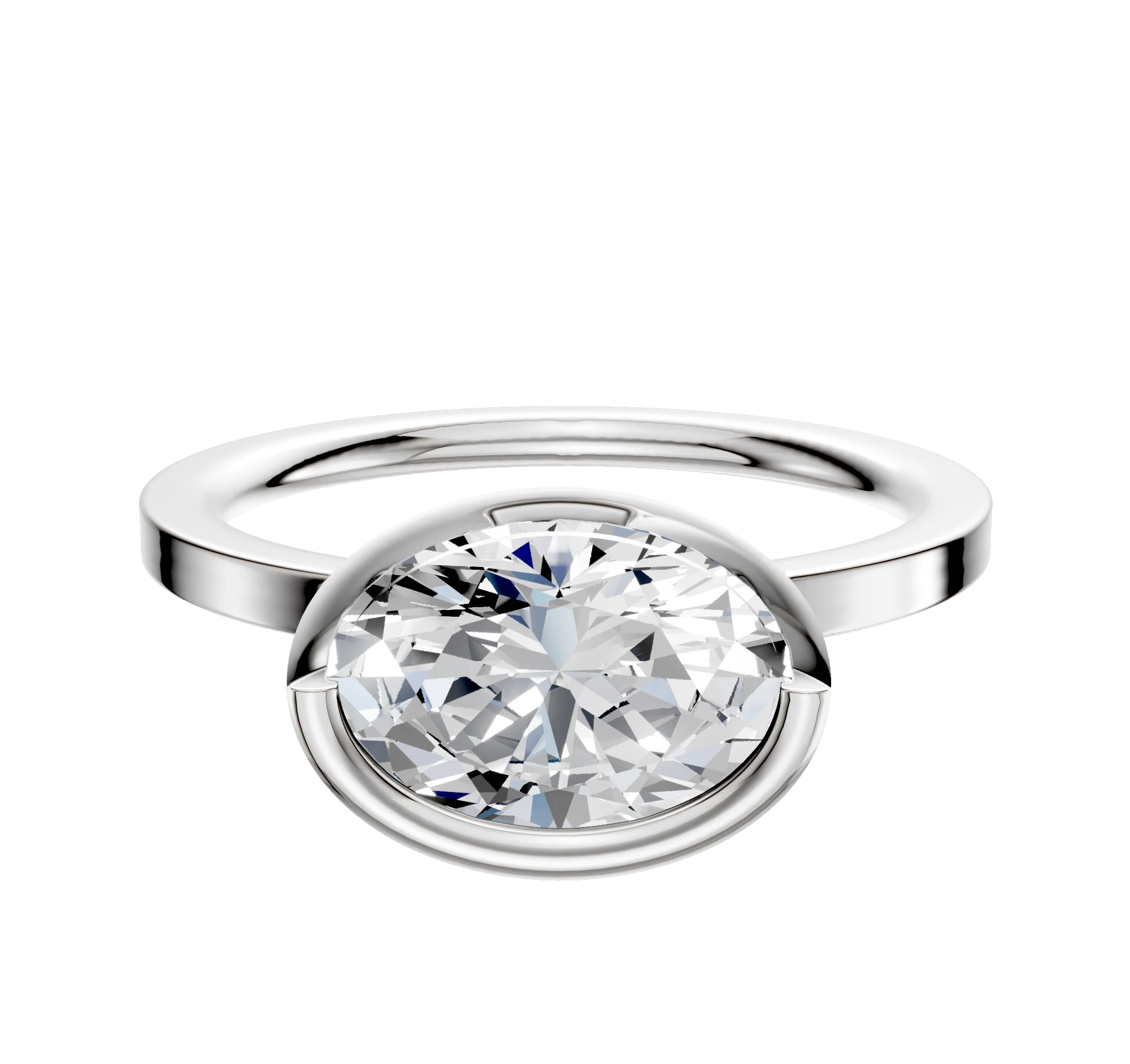 Platinum Bezel Full Bezel East/West Classic Flat 1.5mm Engagement Ring