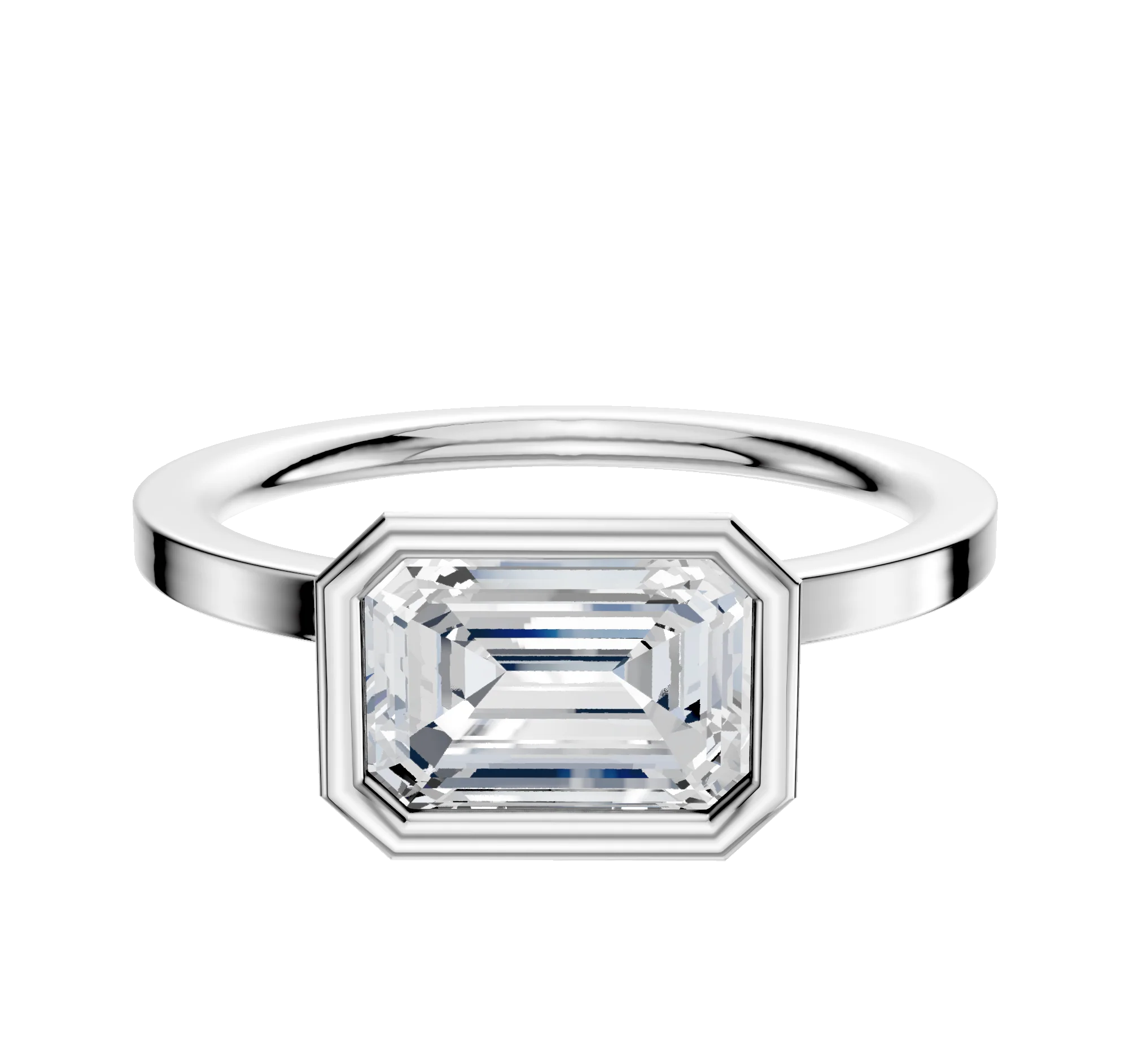 Platinum Bezel Full Bezel East/West Classic Flat 1.5mm Engagement Ring
