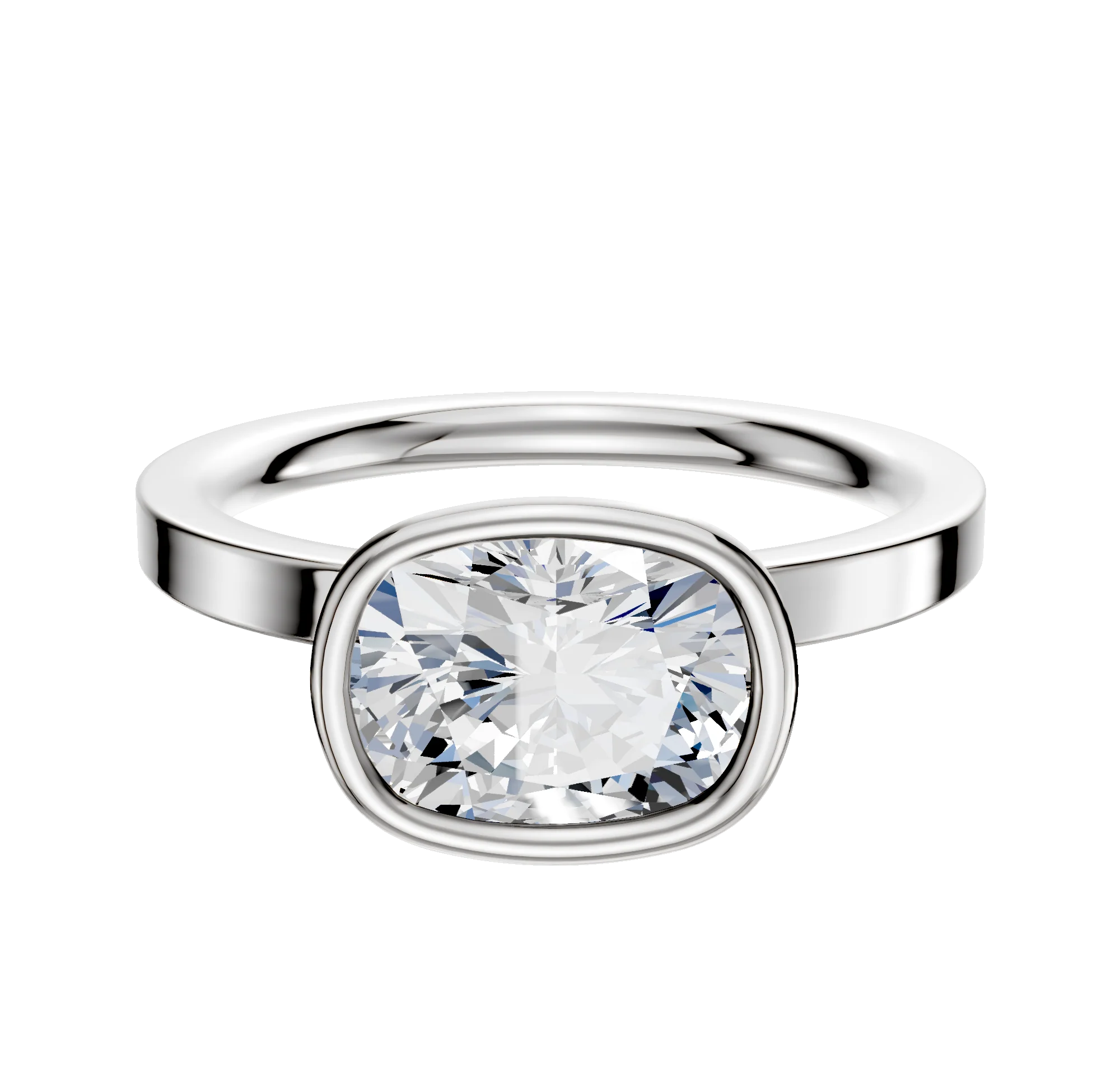 Platinum Bezel Full Bezel East/West Classic Flat 2.0mm Engagement Ring