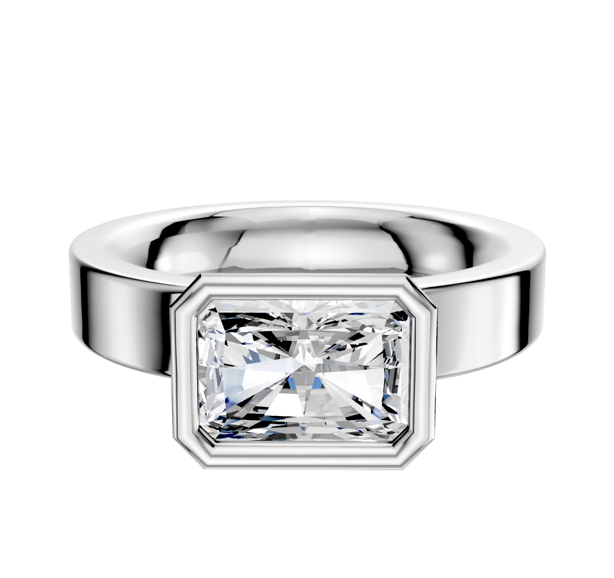 Platinum Bezel Full Bezel East/West Classic Flat 4.0mm Engagement Ring