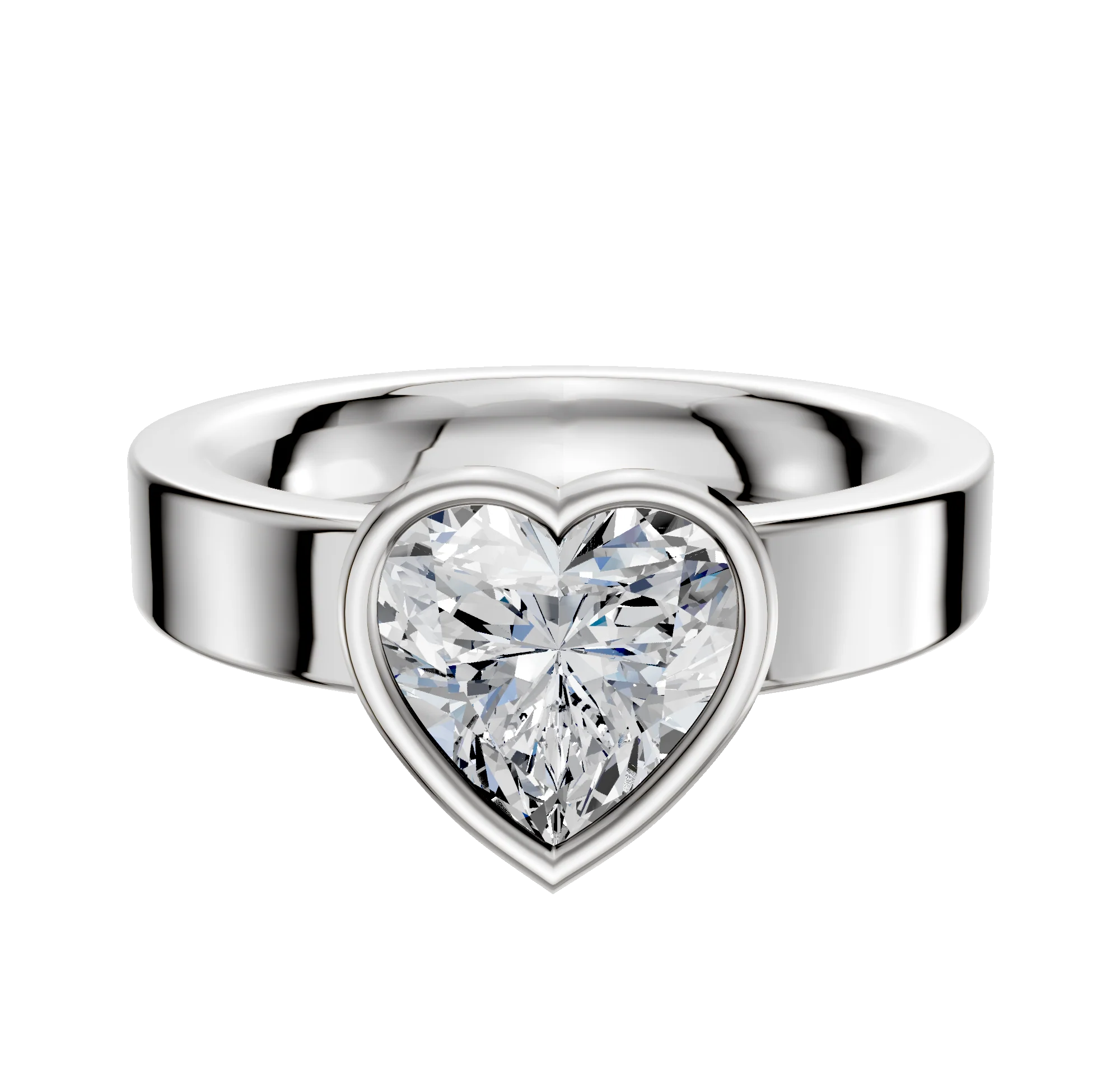Platinum Bezel Full Bezel East/West Classic Flat 4.0mm Engagement Ring
