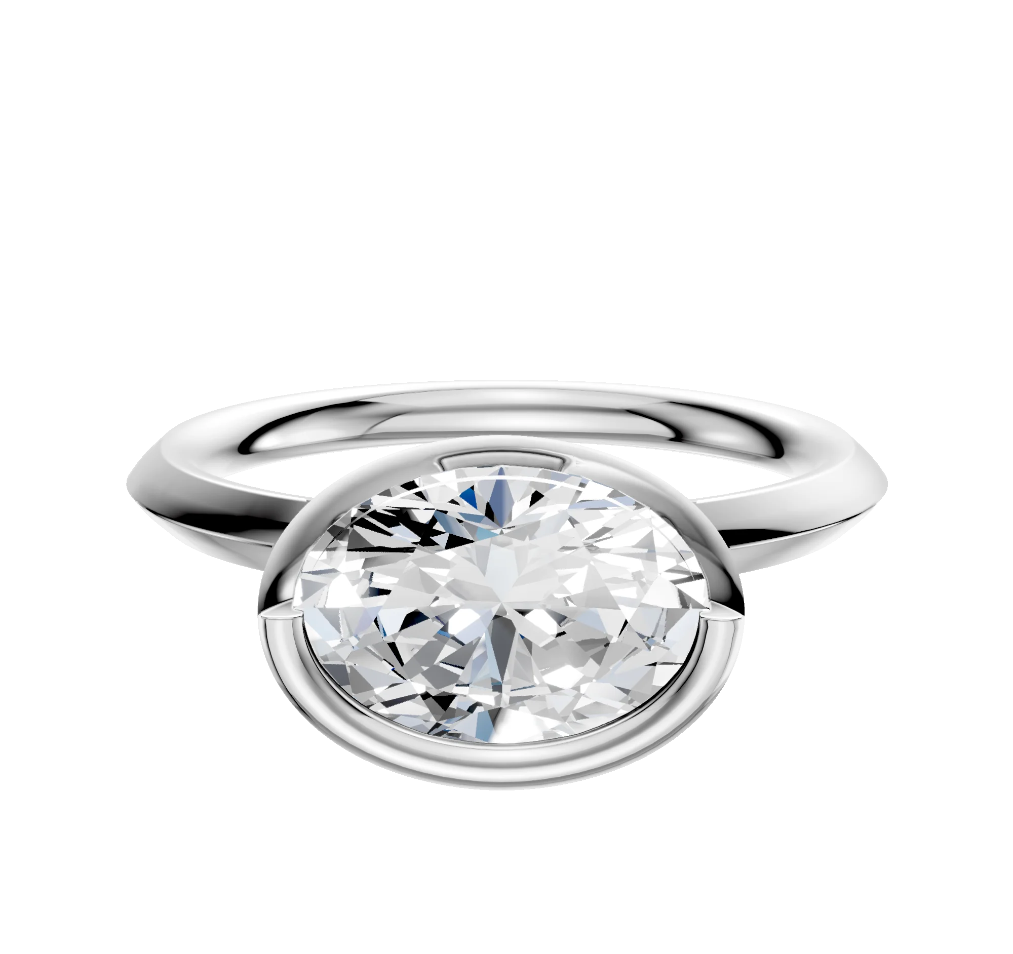 Platinum Bezel Full Bezel East/West Classic Knife Edge 2.0mm Engagement Ring