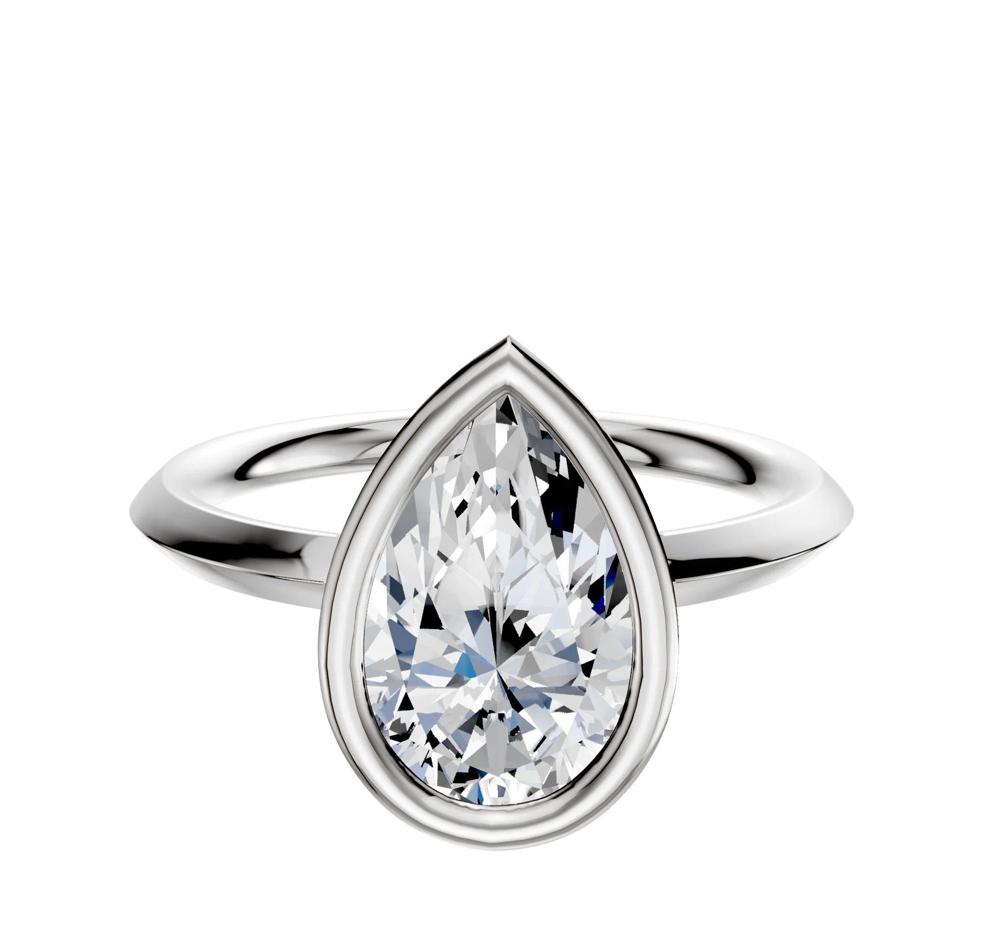 Platinum Bezel Full Bezel East/West Classic Knife Edge 2.0mm Engagement Ring