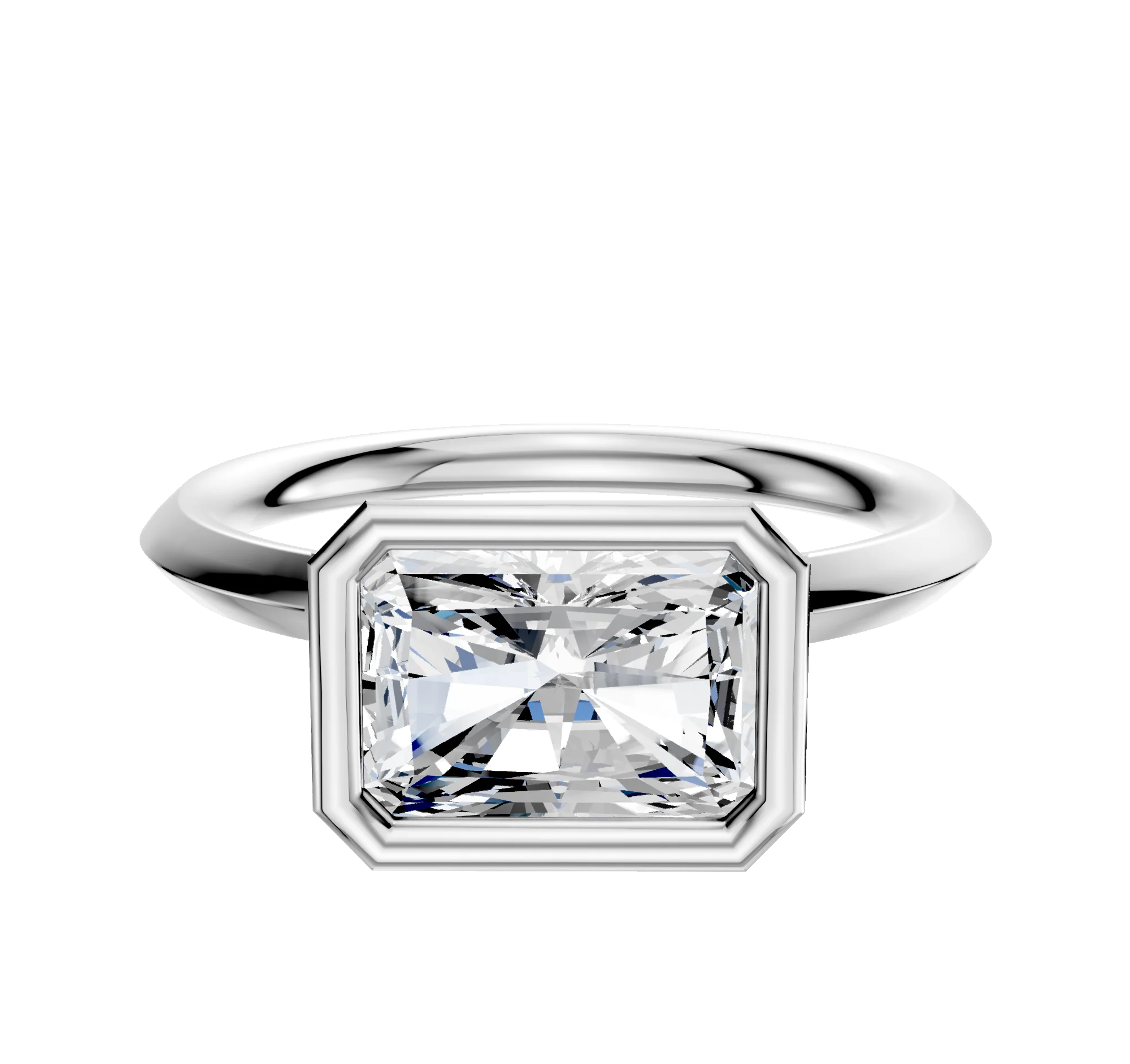 Platinum Bezel Full Bezel East/West Classic Knife Edge 2.0mm Engagement Ring