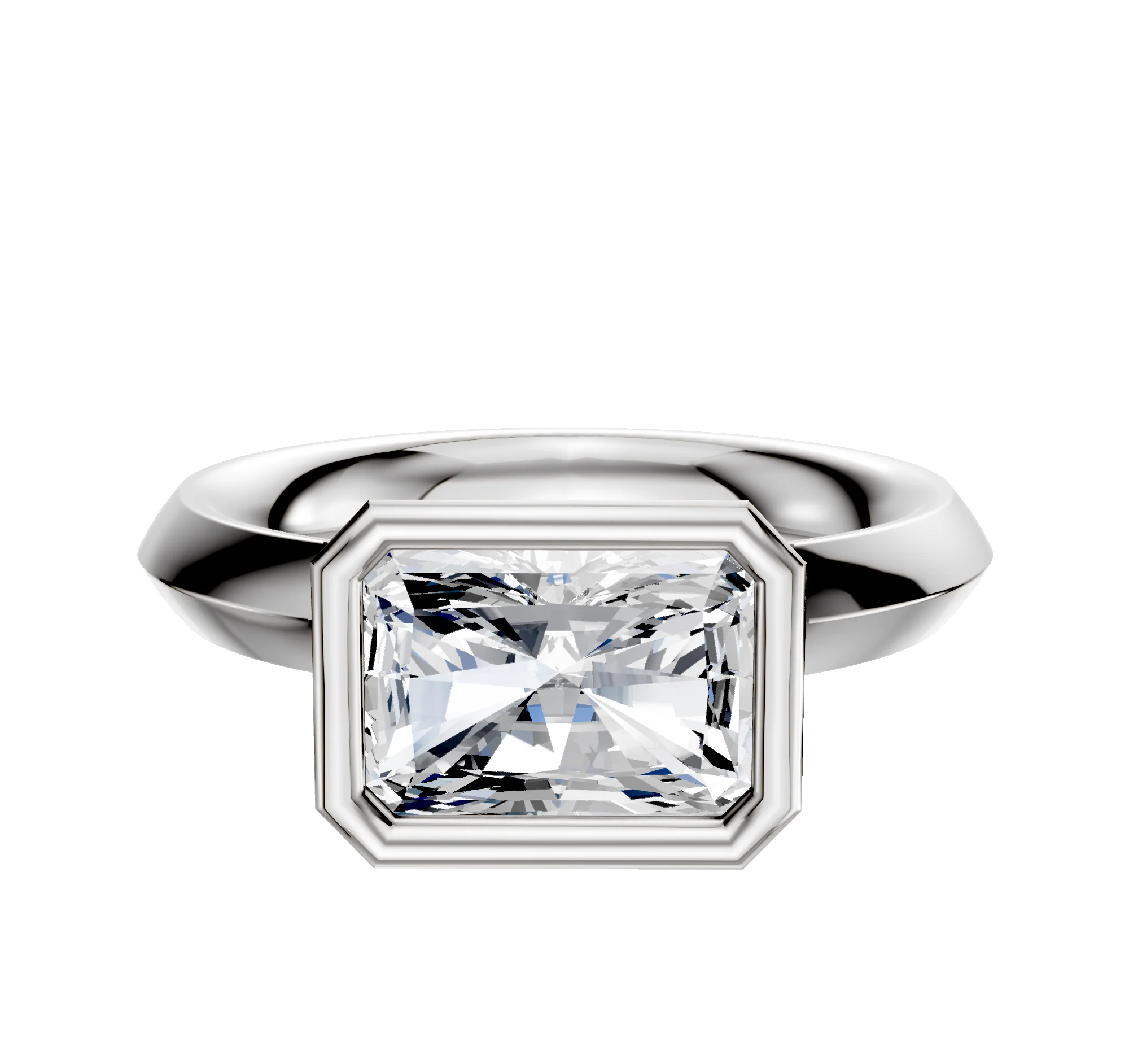 Platinum Bezel Full Bezel East/West Classic Knife Edge 3.0mm Engagement Ring