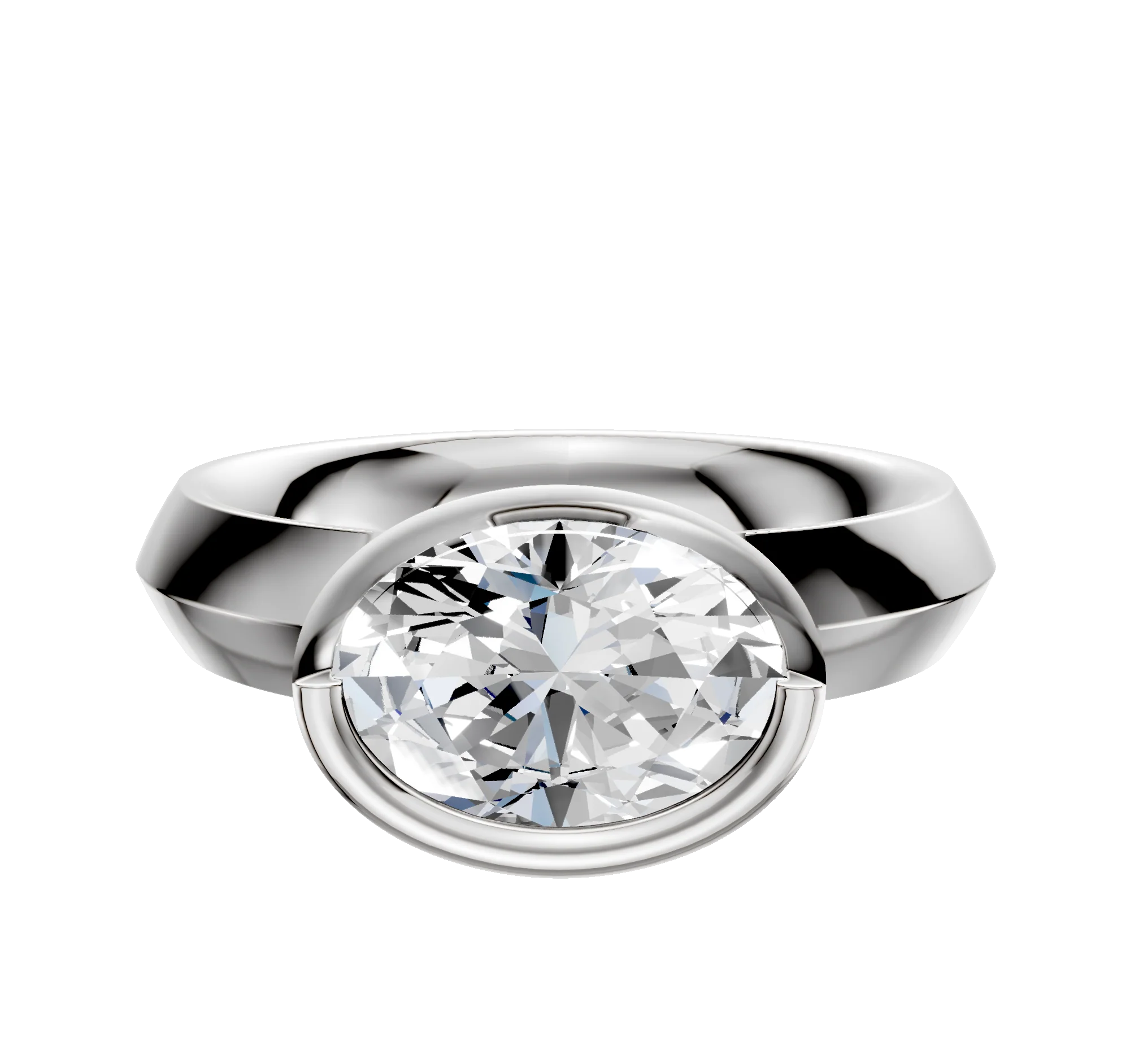 Platinum Bezel Full Bezel East/West Classic Knife Edge 4.0mm Engagement Ring