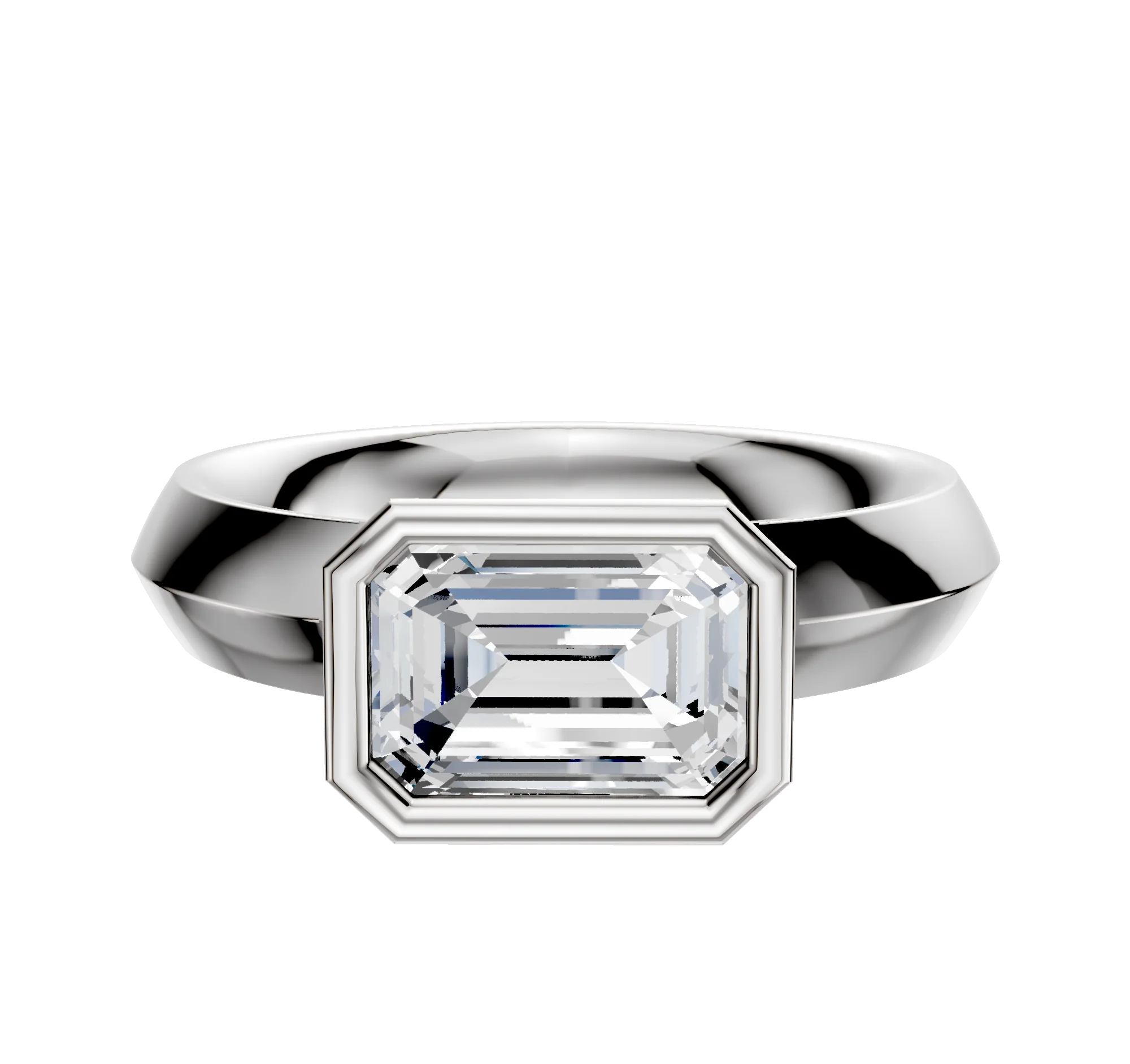 Platinum Bezel Full Bezel East/West Classic Knife Edge 4.0mm Engagement Ring