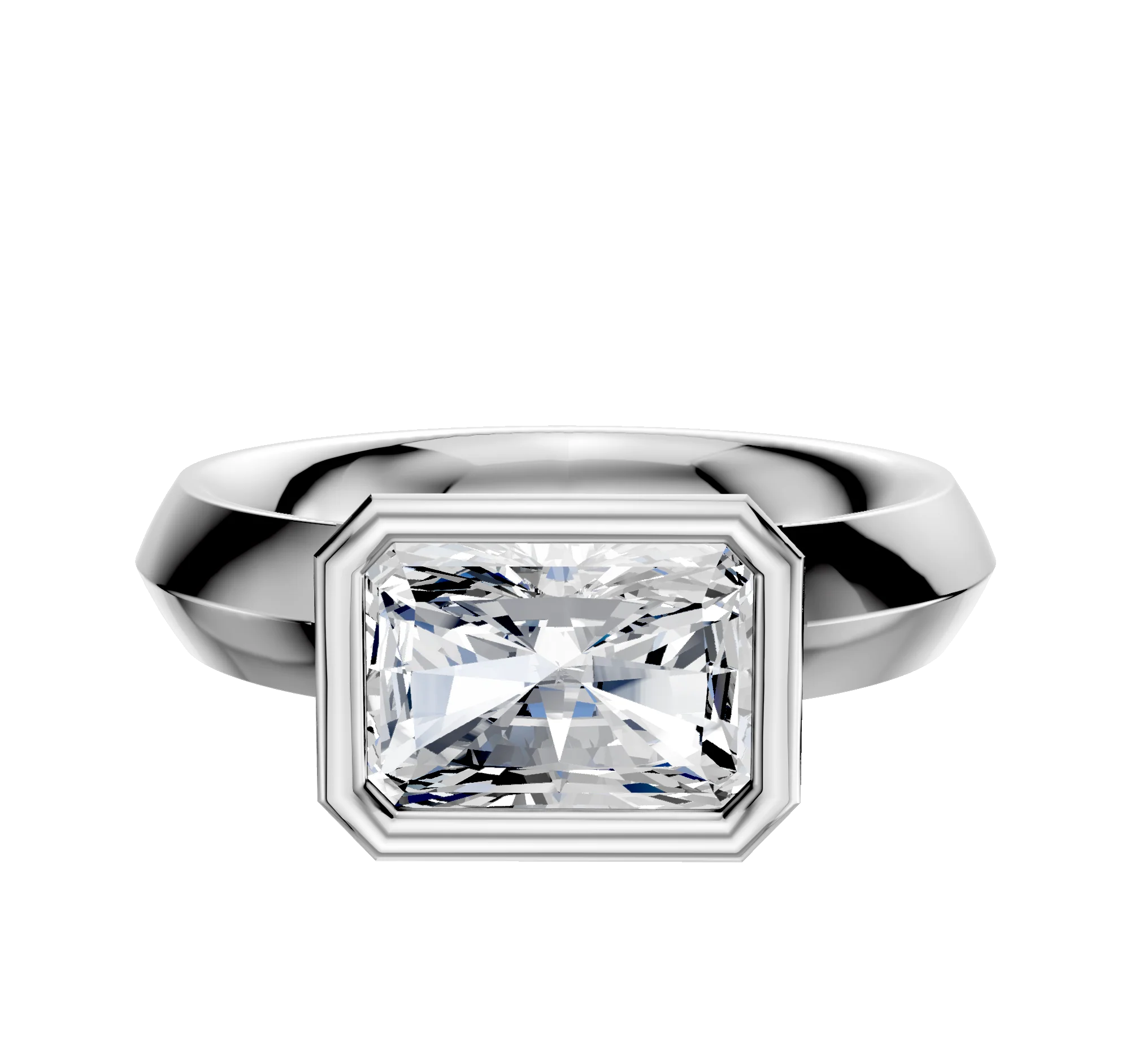 Platinum Bezel Full Bezel East/West Classic Knife Edge 4.0mm Engagement Ring