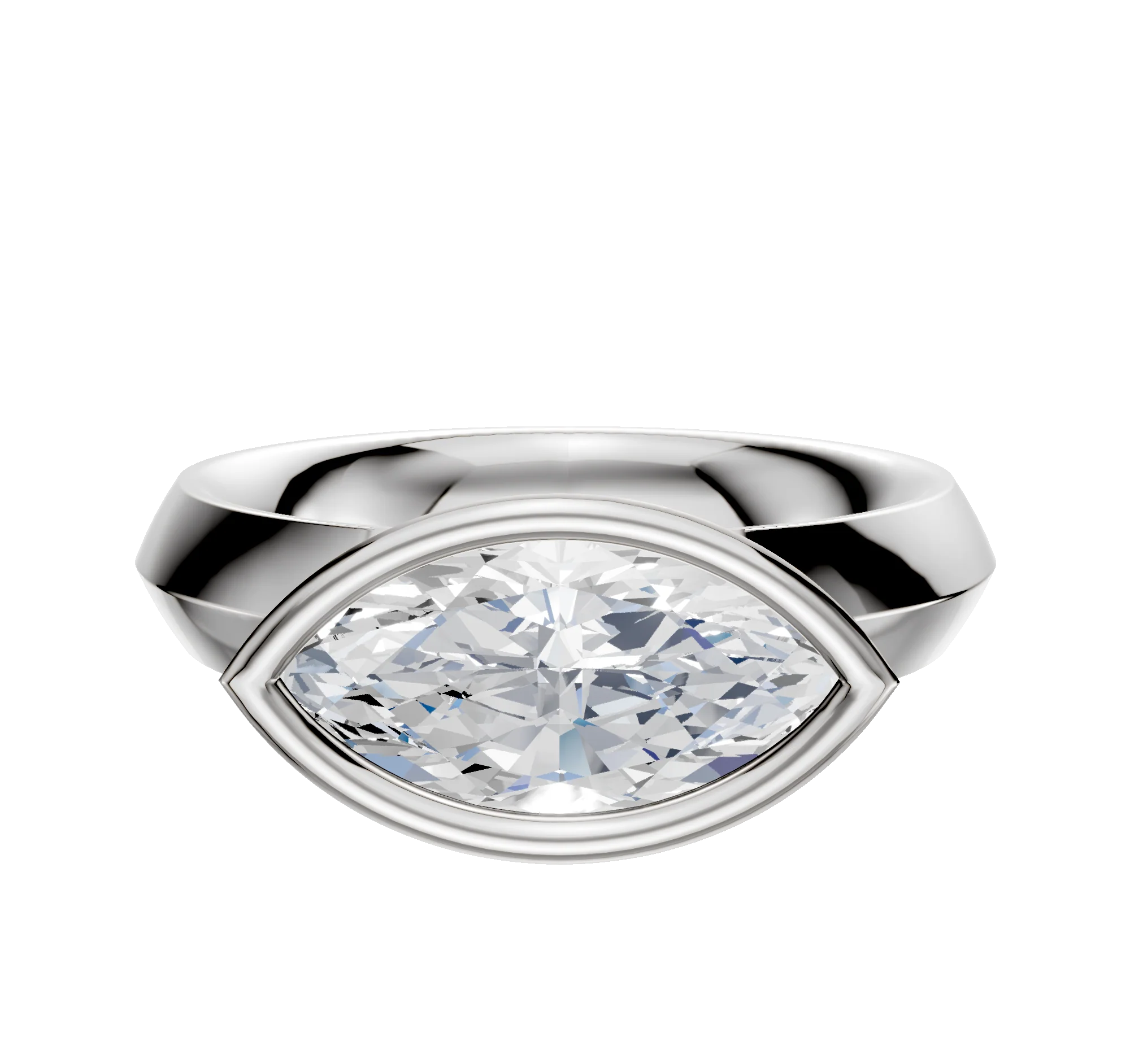 Platinum Bezel Full Bezel East/West Classic Knife Edge 4.0mm Engagement Ring