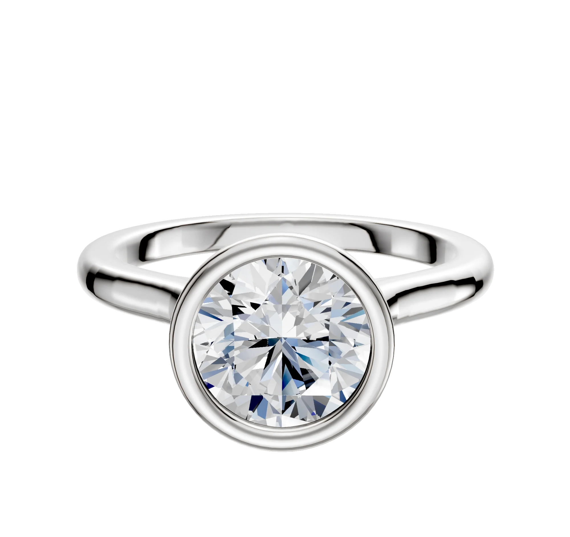Platinum Bezel Full Bezel North/South Cathedral Dome 2.0mm Engagement Ring
