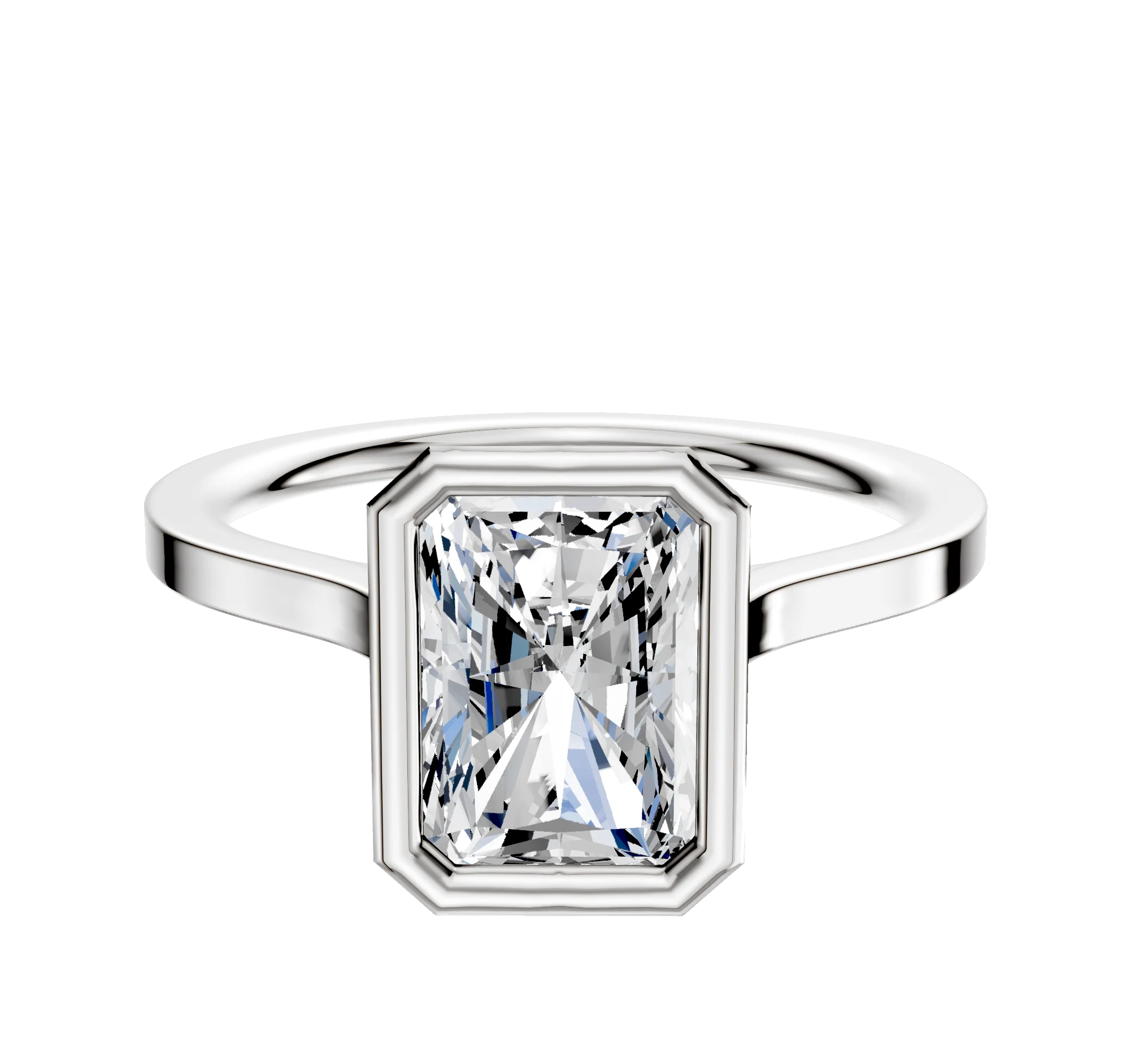 Platinum Bezel Full Bezel North/South Cathedral Flat 1.5mm Engagement Ring