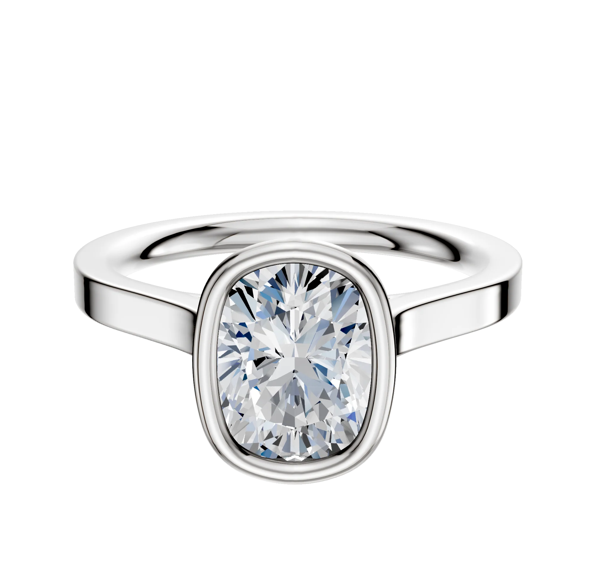 Platinum Bezel Full Bezel North/South Cathedral Flat 2.0mm Engagement Ring