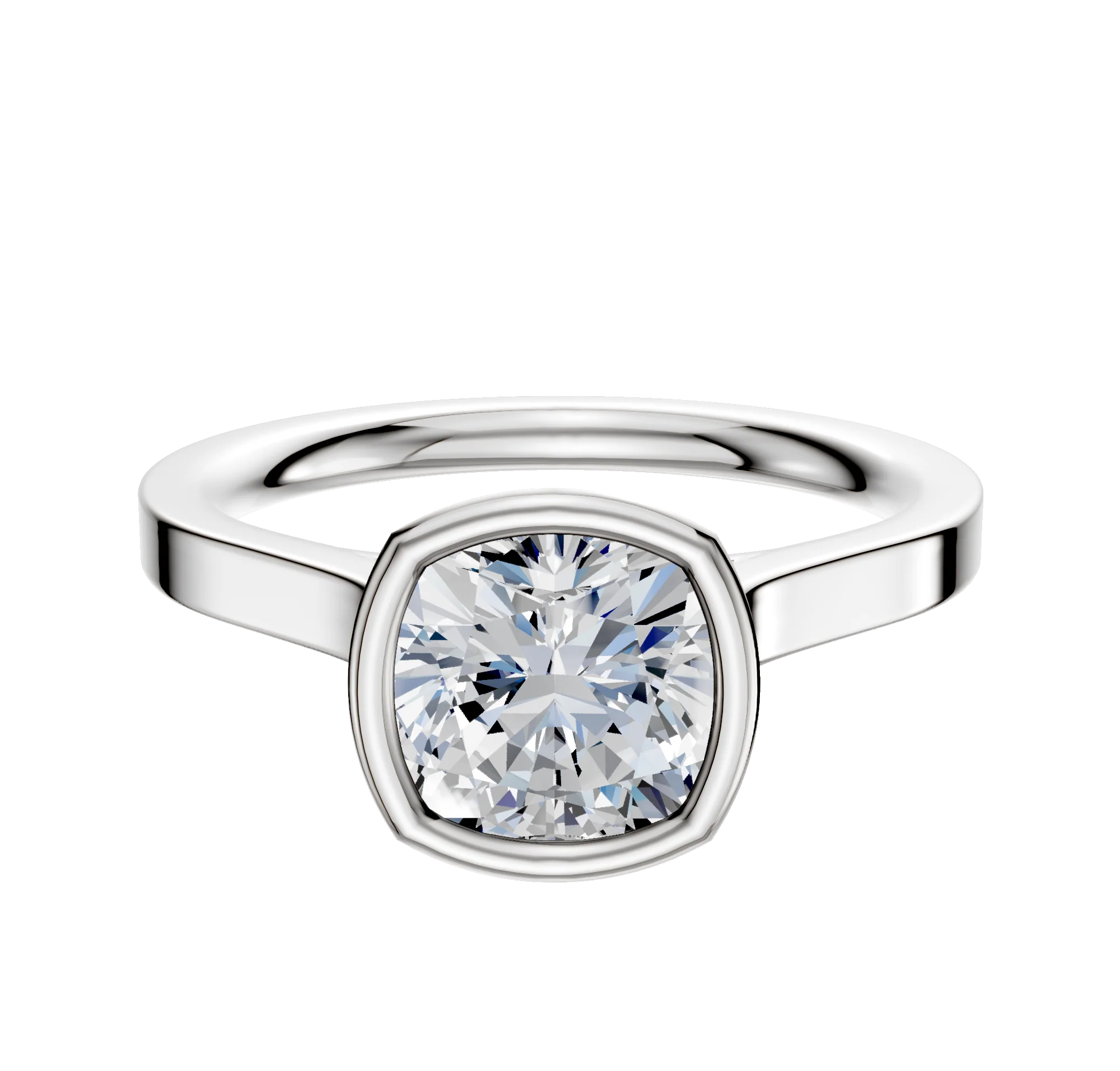 Platinum Bezel Full Bezel North/South Cathedral Flat 2.0mm Engagement Ring