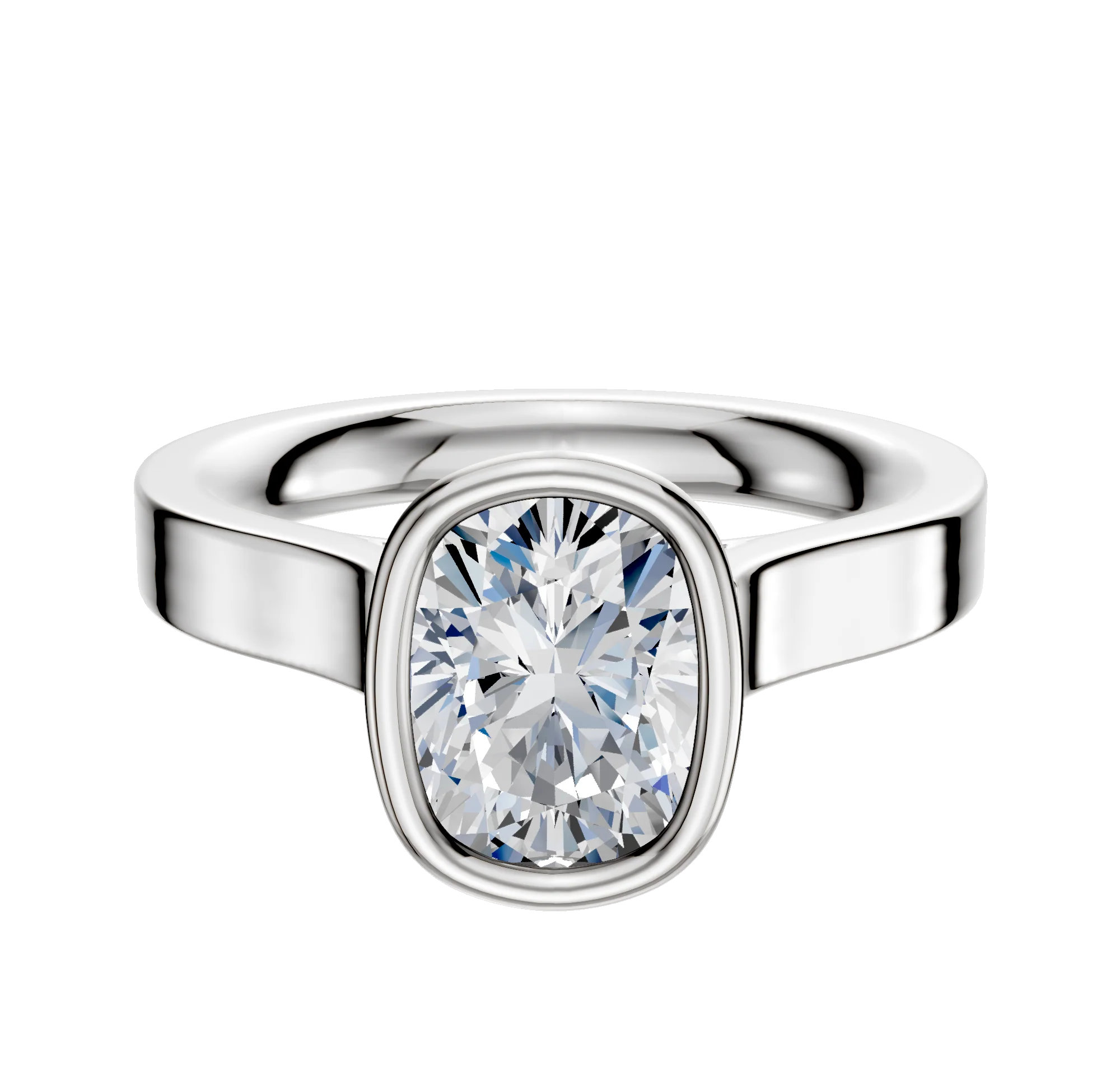 Platinum Bezel Full Bezel North/South Cathedral Flat 3.0mm Engagement Ring