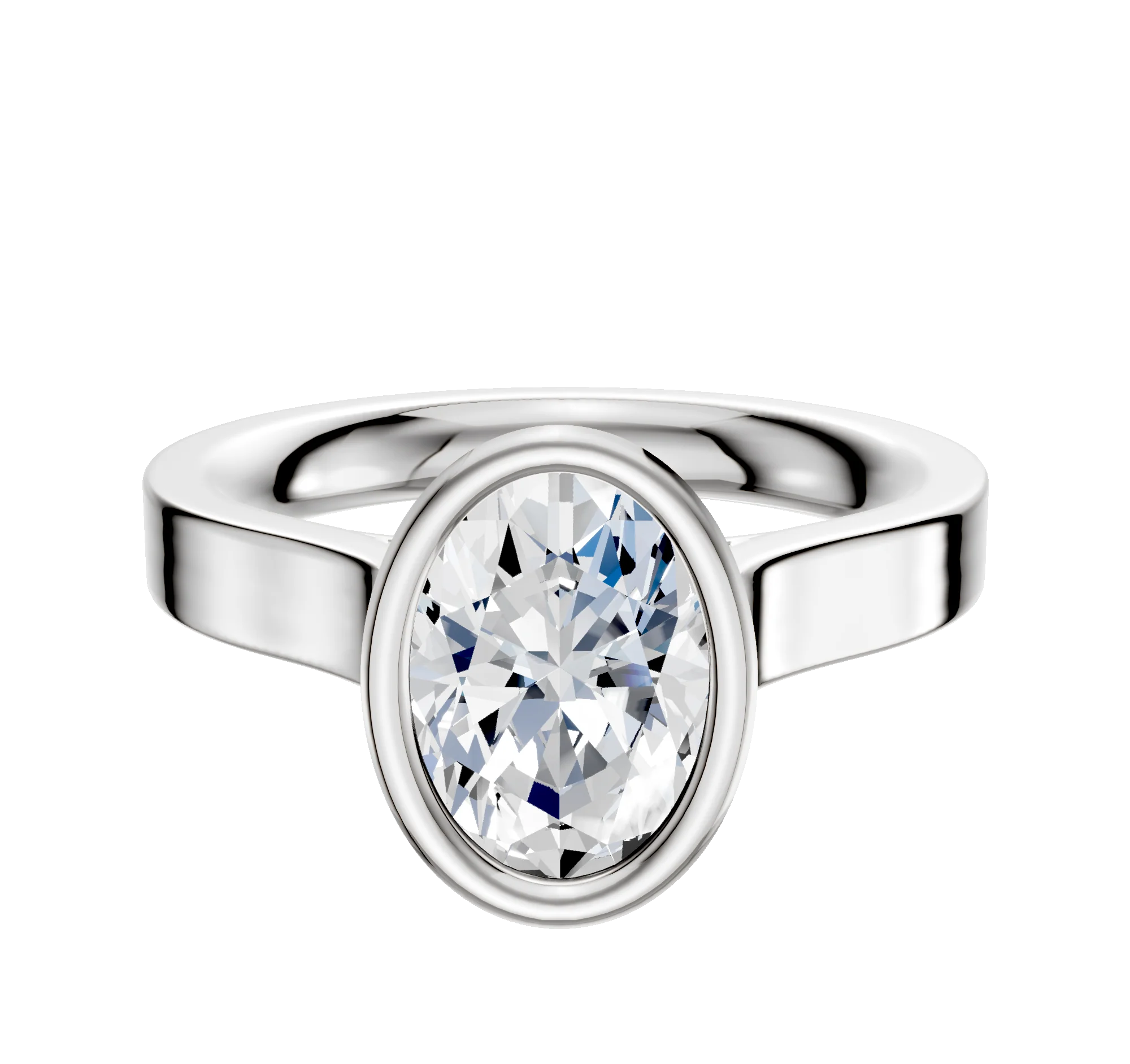 Platinum Bezel Full Bezel North/South Cathedral Flat 3.0mm Engagement Ring