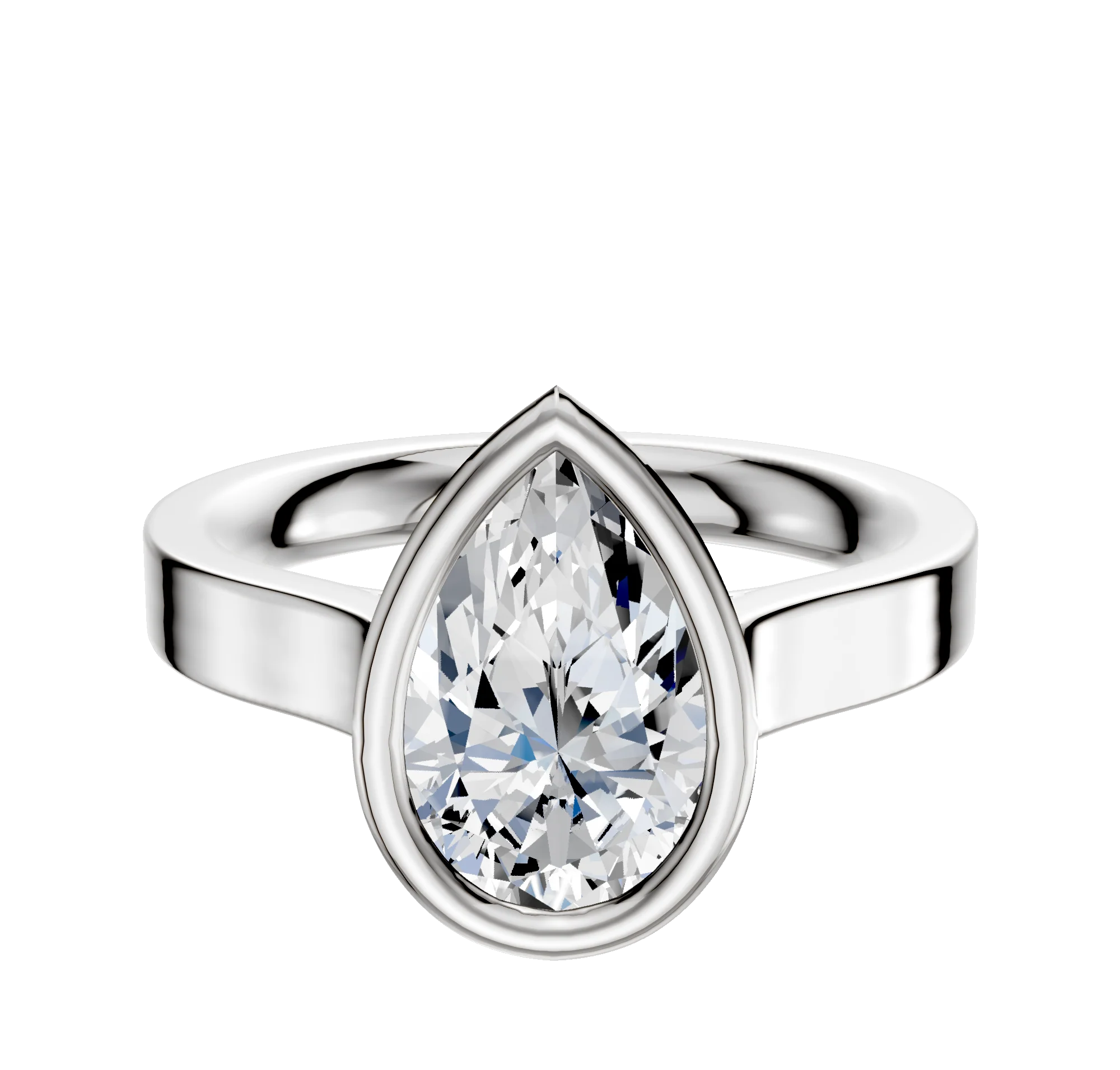 Platinum Bezel Full Bezel North/South Cathedral Flat 3.0mm Engagement Ring