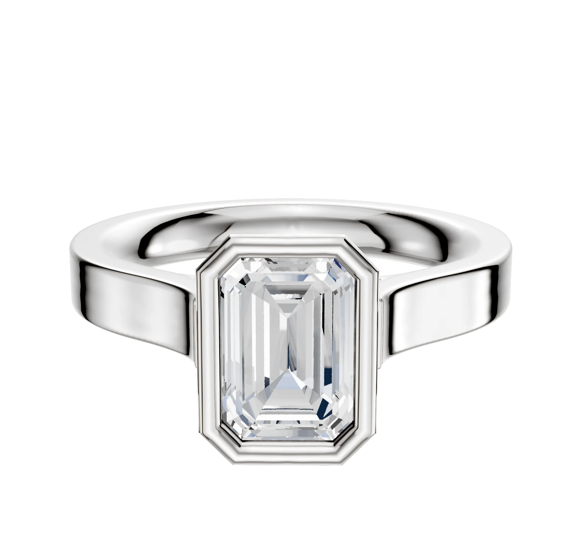 Platinum Bezel Full Bezel North/South Cathedral Flat 3.0mm Engagement Ring