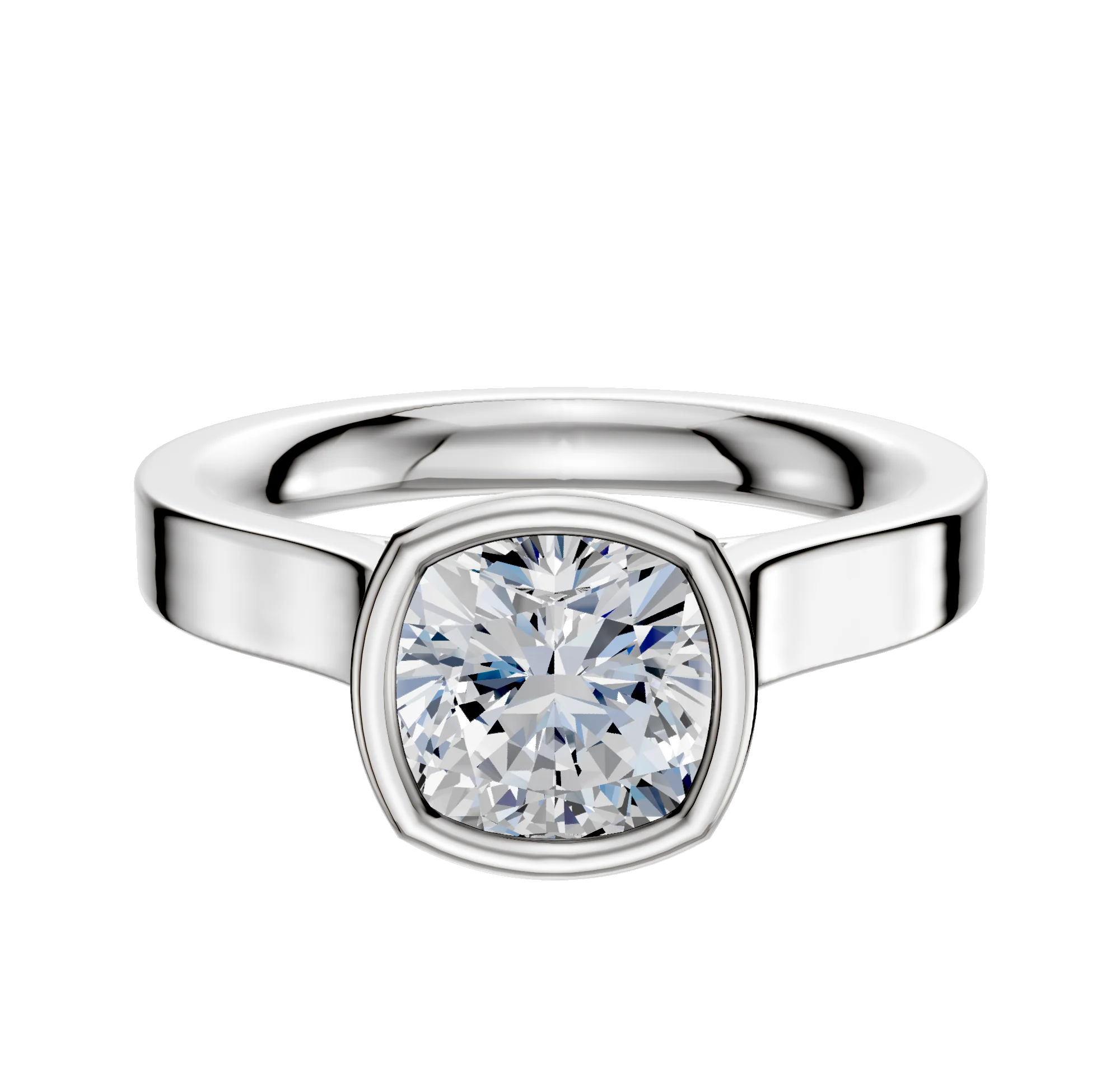 Platinum Bezel Full Bezel North/South Cathedral Flat 3.0mm Engagement Ring
