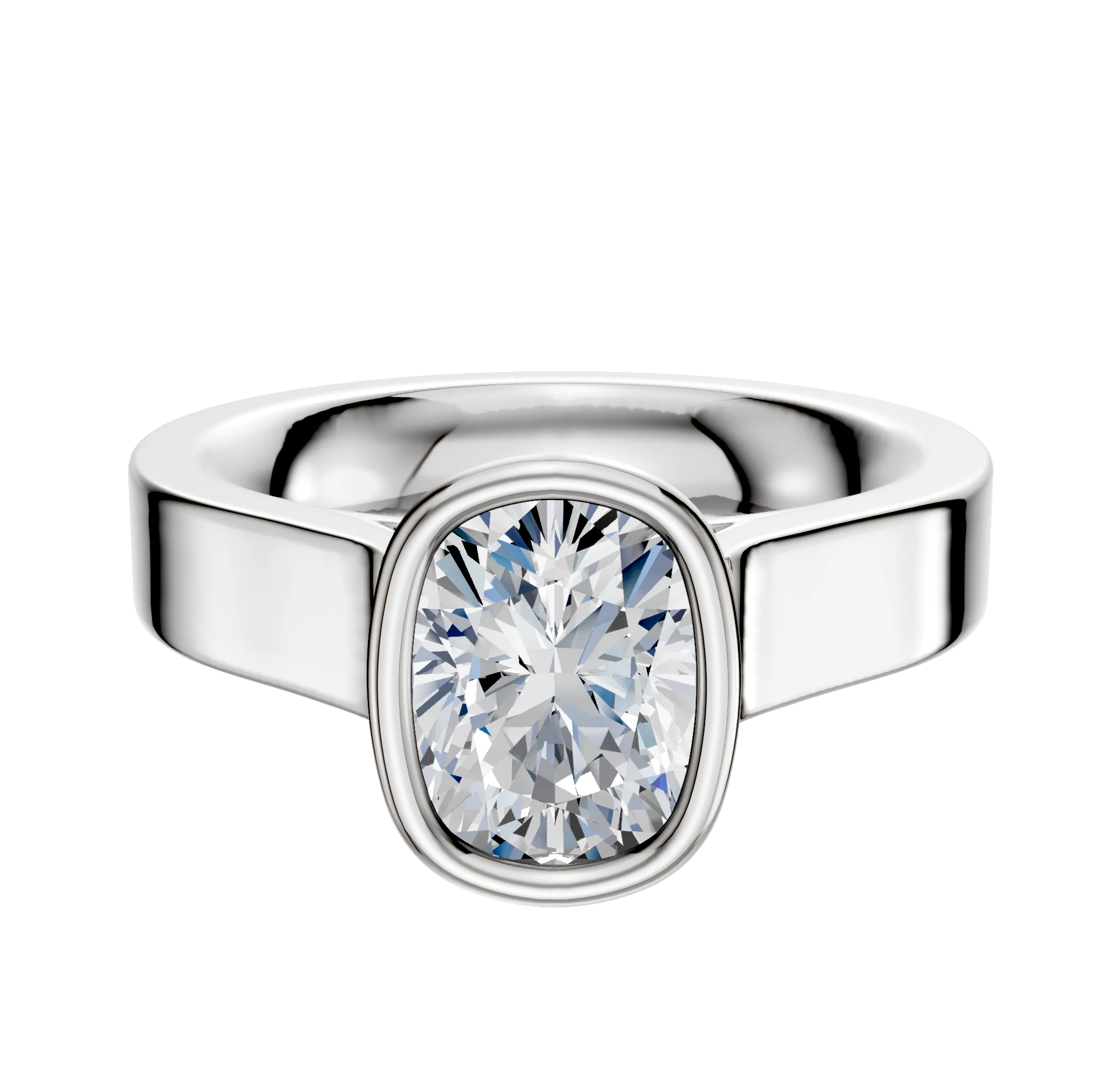Platinum Bezel Full Bezel North/South Cathedral Flat 4.0mm Engagement Ring
