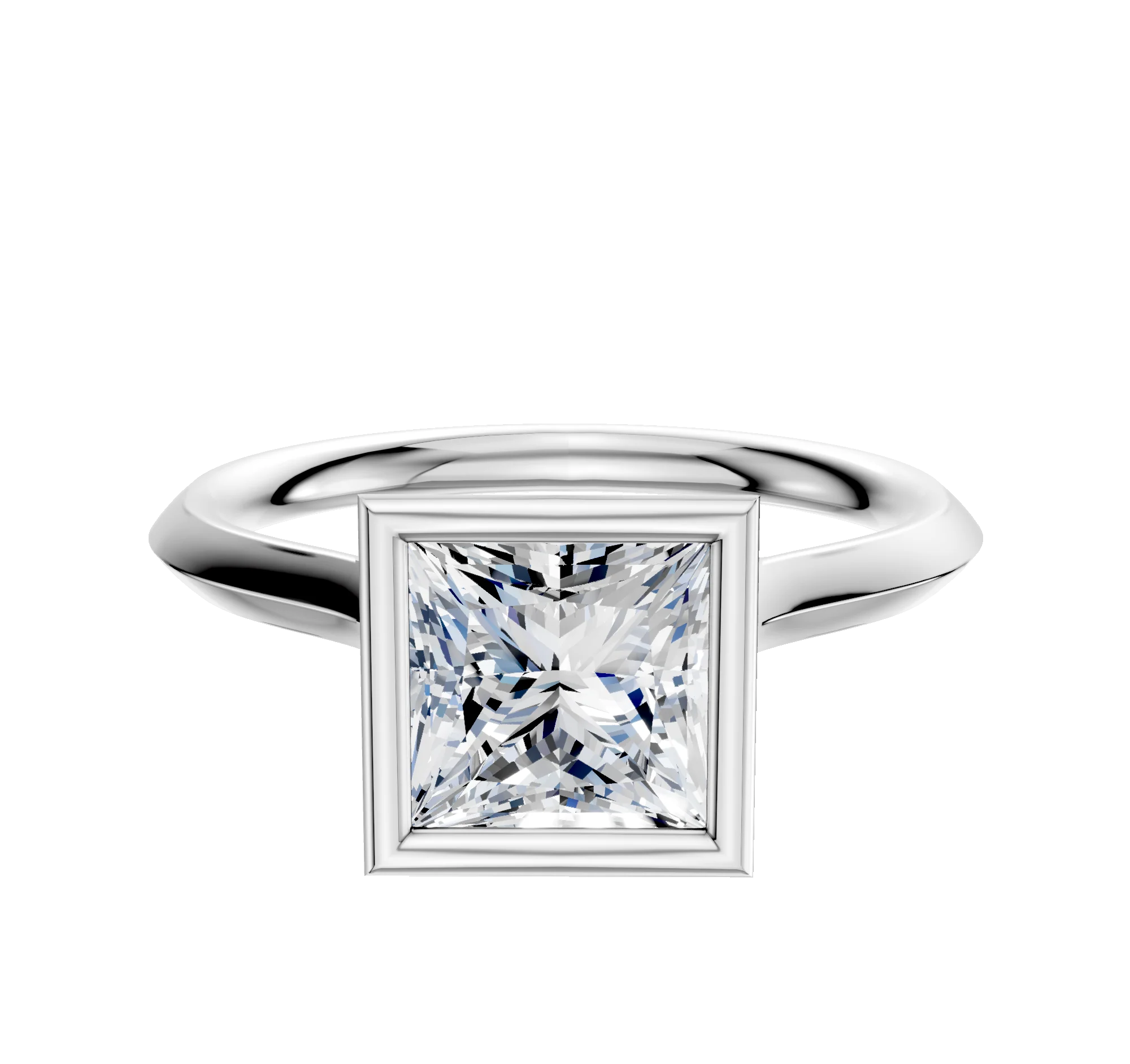 Platinum Bezel Full Bezel North/South Cathedral Knife Edge 2.0mm Engagement Ring