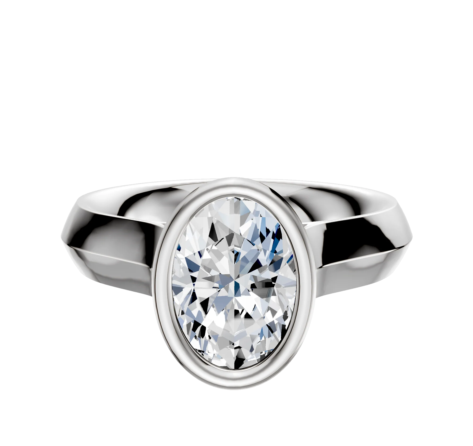 Platinum Bezel Full Bezel North/South Cathedral Knife Edge 4.0mm Engagement Ring