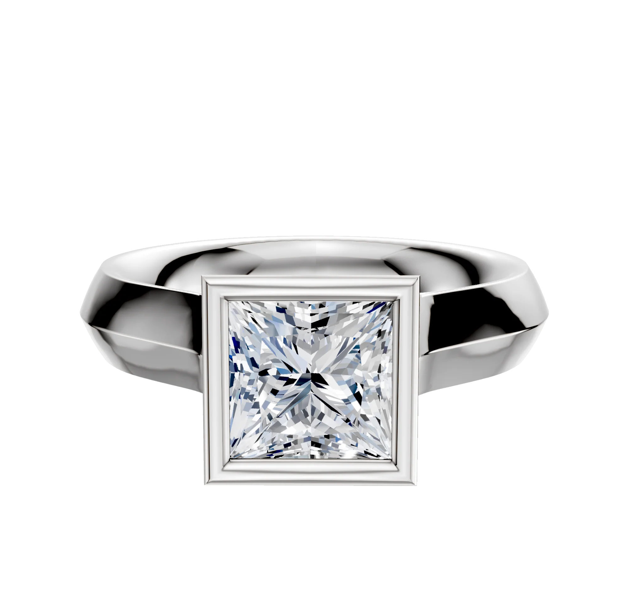 Platinum Bezel Full Bezel North/South Cathedral Knife Edge 4.0mm Engagement Ring
