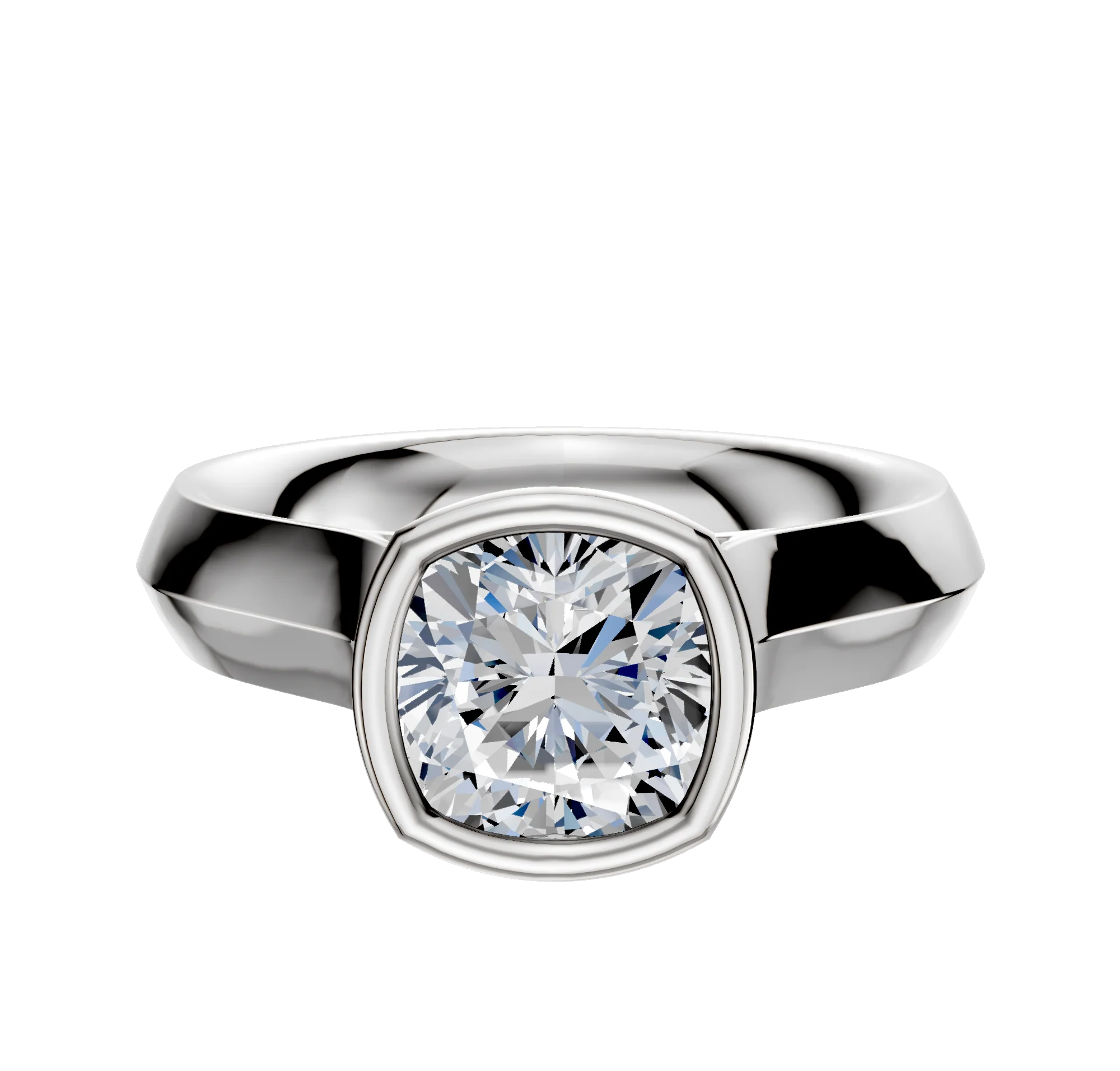 Platinum Bezel Full Bezel North/South Cathedral Knife Edge 4.0mm Engagement Ring