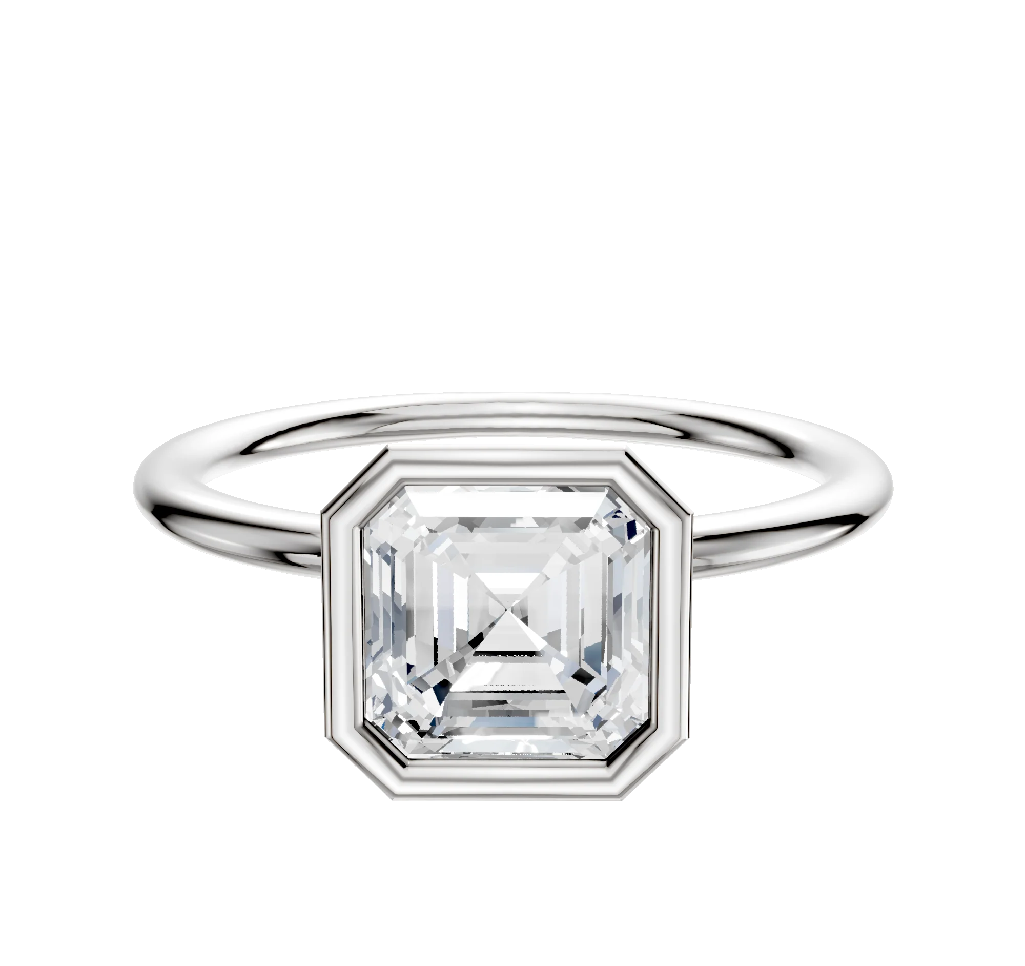 Platinum Bezel Full Bezel North/South Classic Dome 1.5mm Engagement Ring