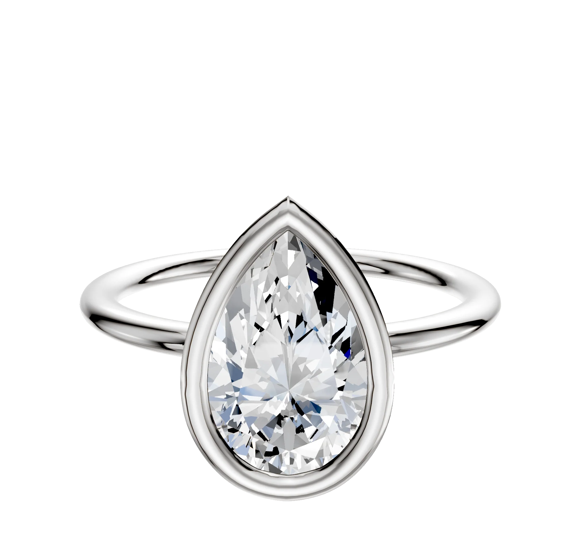 Platinum Bezel Full Bezel North/South Classic Dome 1.5mm Engagement Ring