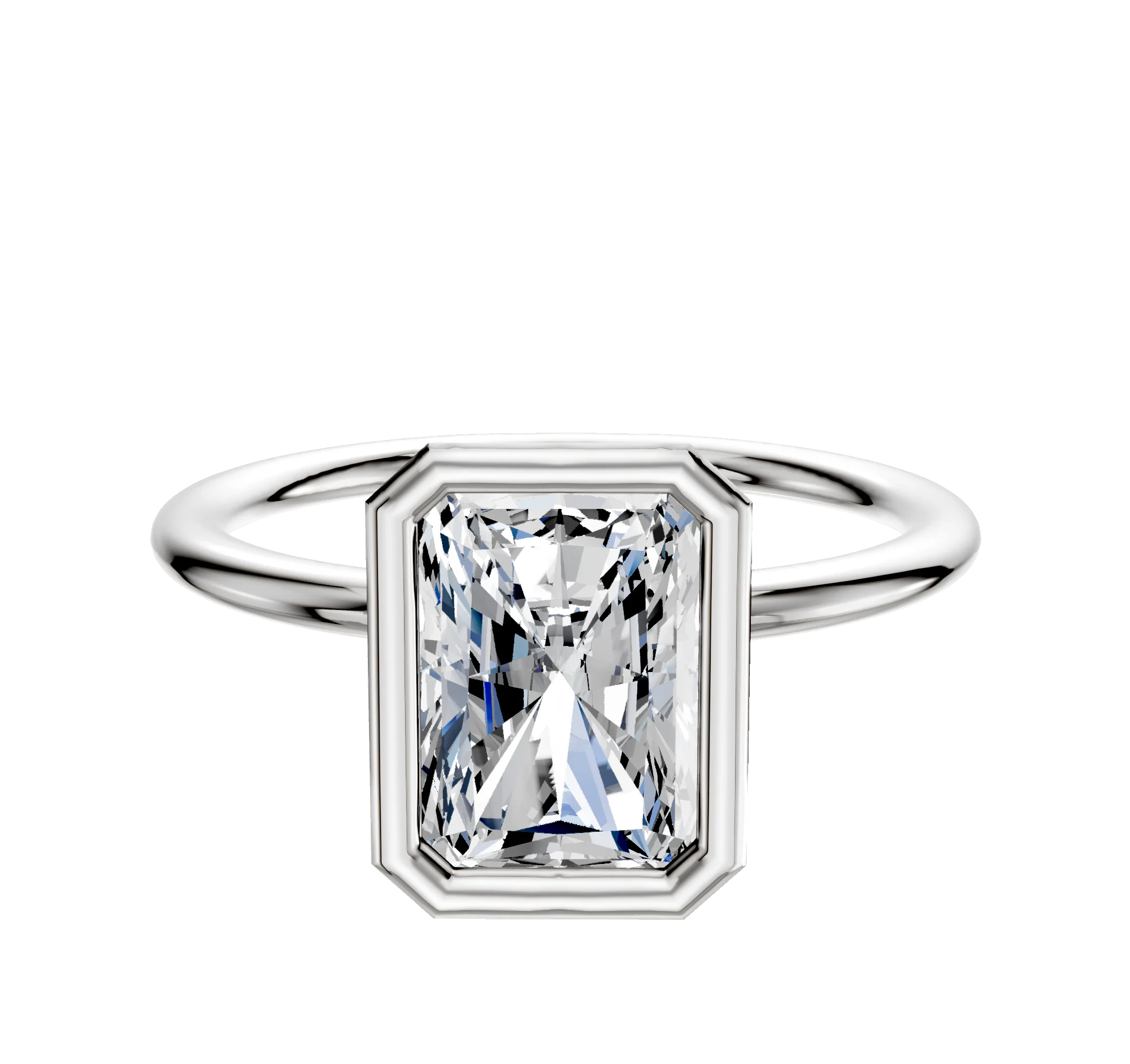 Platinum Bezel Full Bezel North/South Classic Dome 1.5mm Engagement Ring