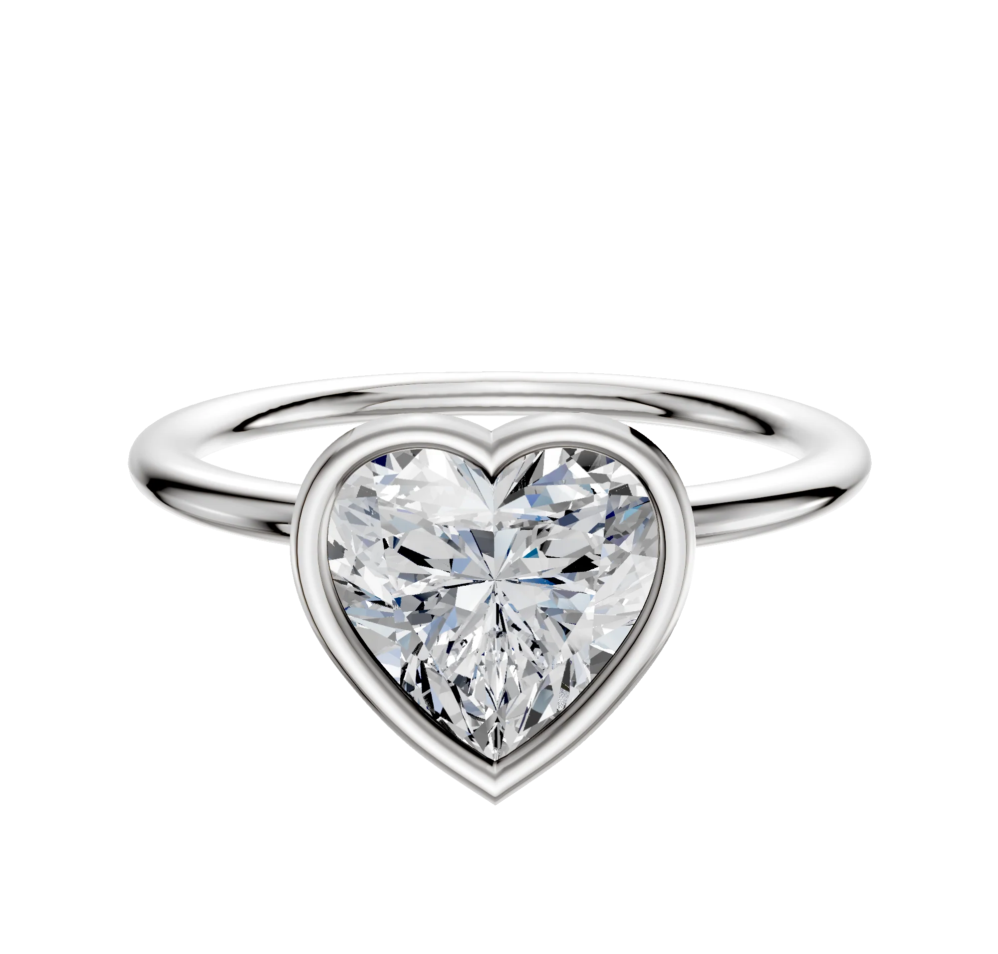 Platinum Bezel Full Bezel North/South Classic Dome 1.5mm Engagement Ring