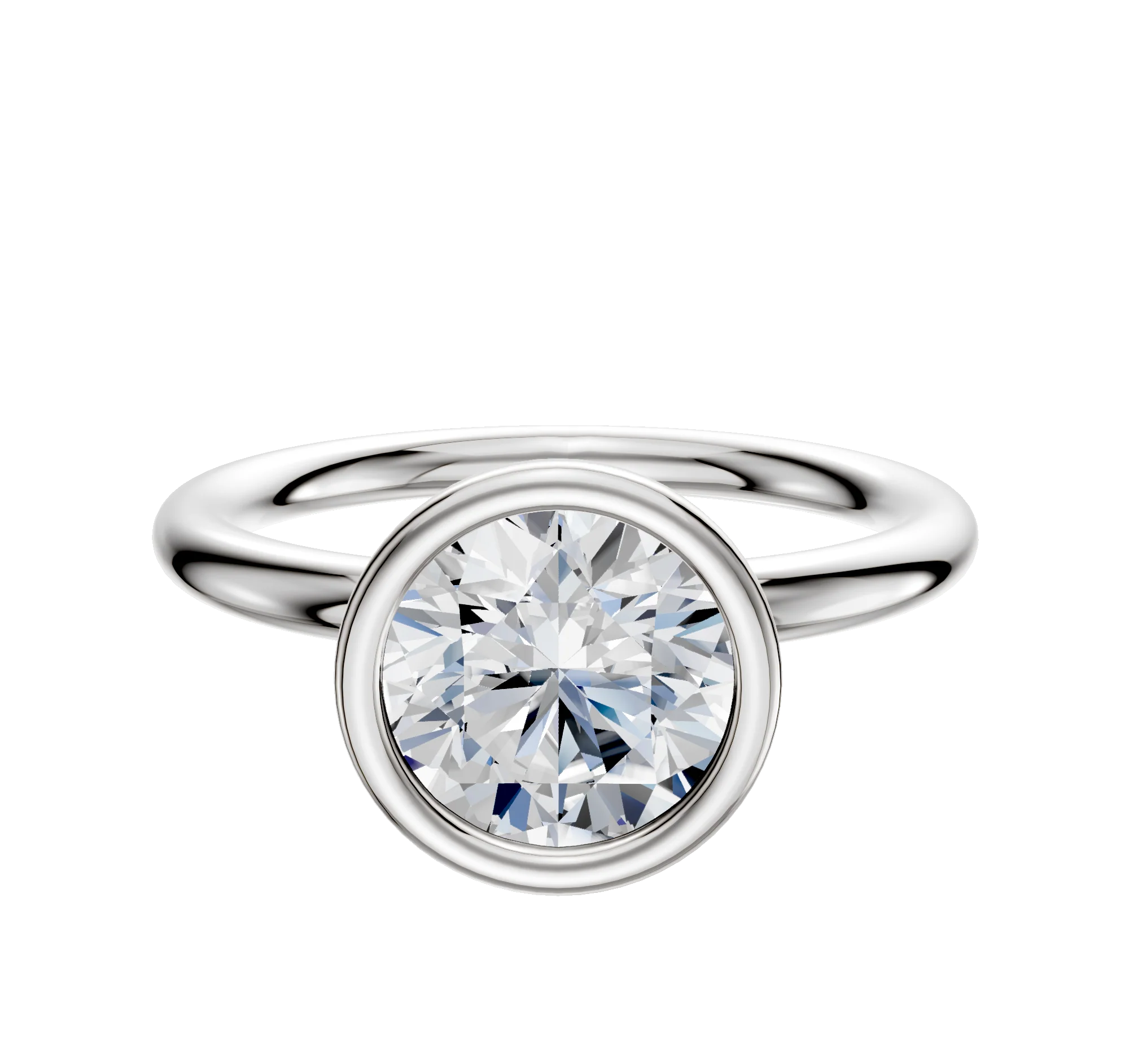Platinum Bezel Full Bezel North/South Classic Dome 2.0mm Engagement Ring