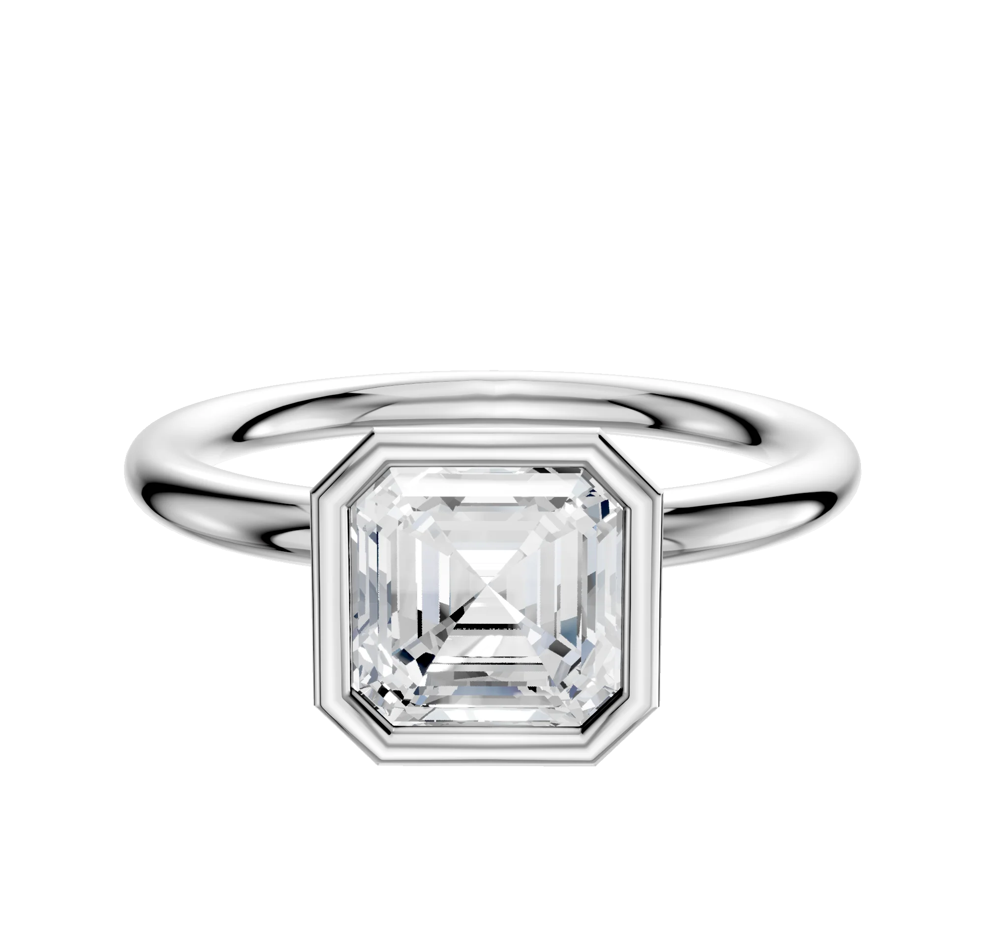 Platinum Bezel Full Bezel North/South Classic Dome 2.0mm Engagement Ring
