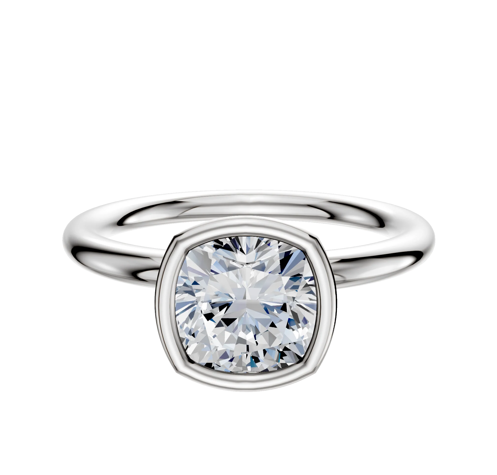 Platinum Bezel Full Bezel North/South Classic Dome 2.0mm Engagement Ring