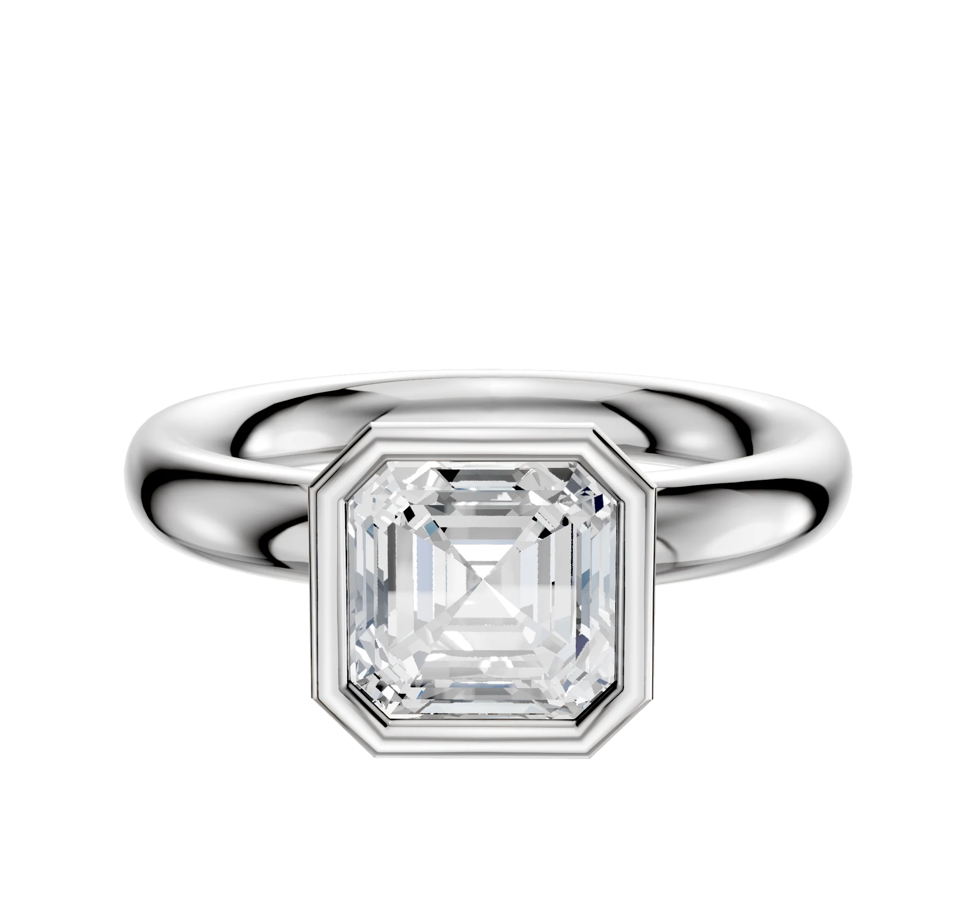 Platinum Bezel Full Bezel North/South Classic Dome 3.0mm Engagement Ring