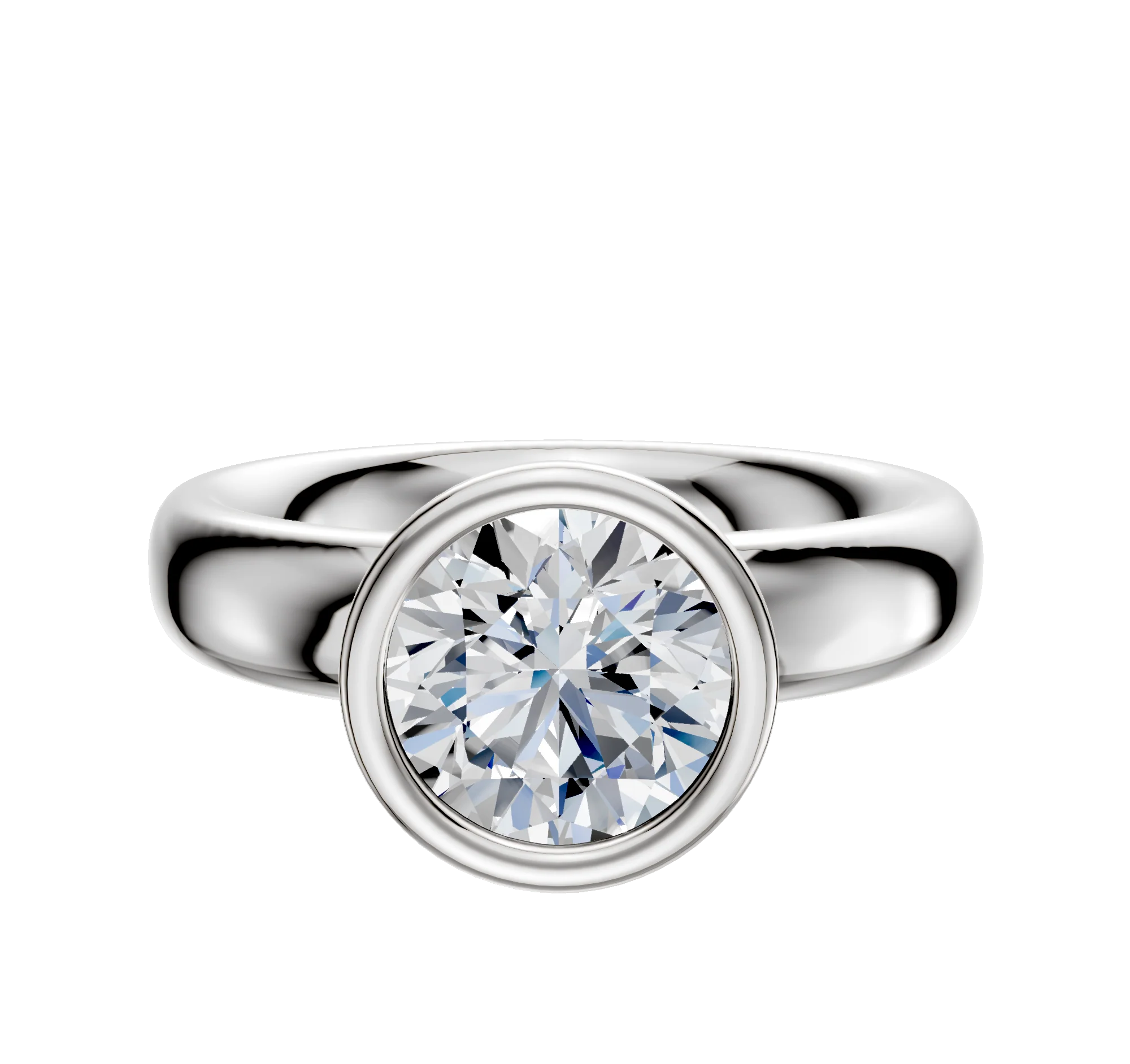 Platinum Bezel Full Bezel North/South Classic Dome 4.0mm Engagement Ring