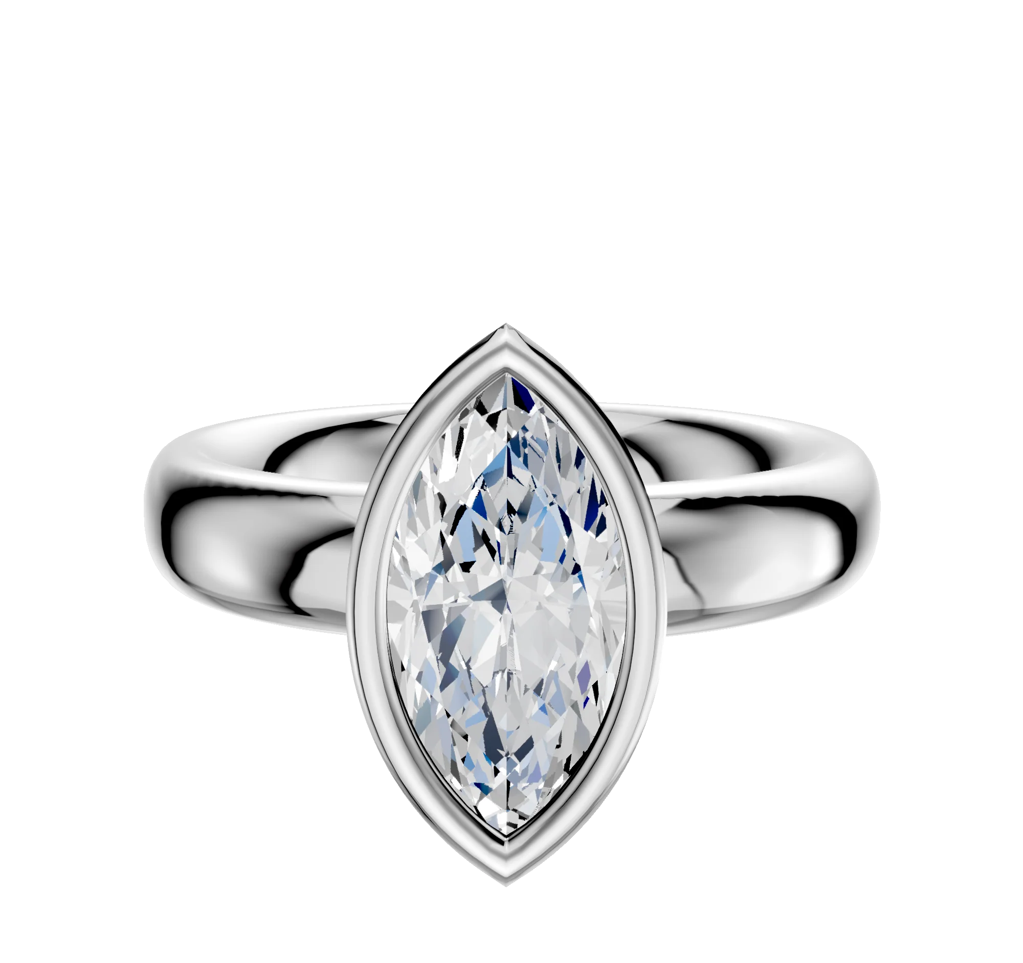 Platinum Bezel Full Bezel North/South Classic Dome 4.0mm Engagement Ring