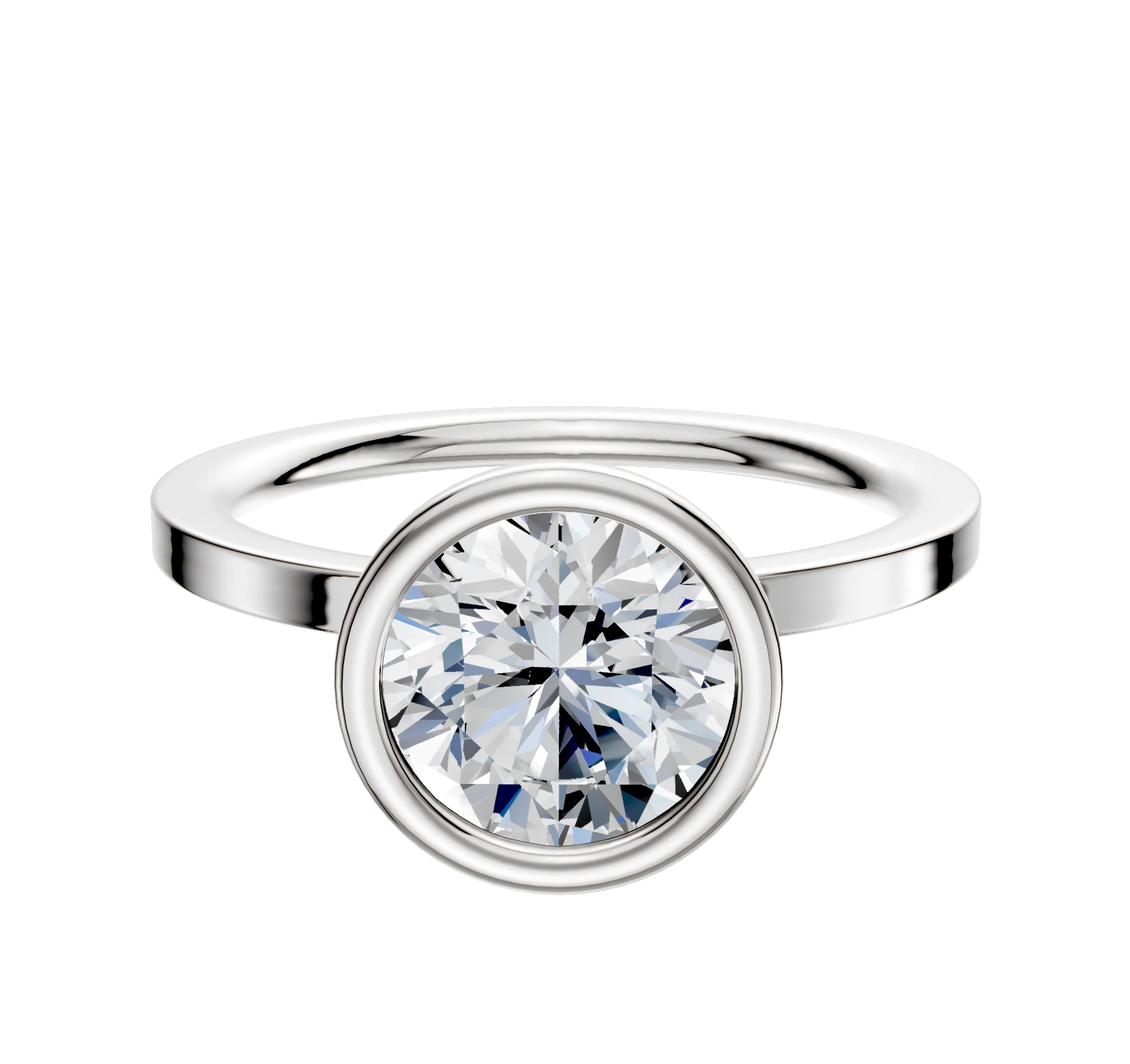 Platinum Bezel Full Bezel North/South Classic Flat 1.5mm Engagement Ring