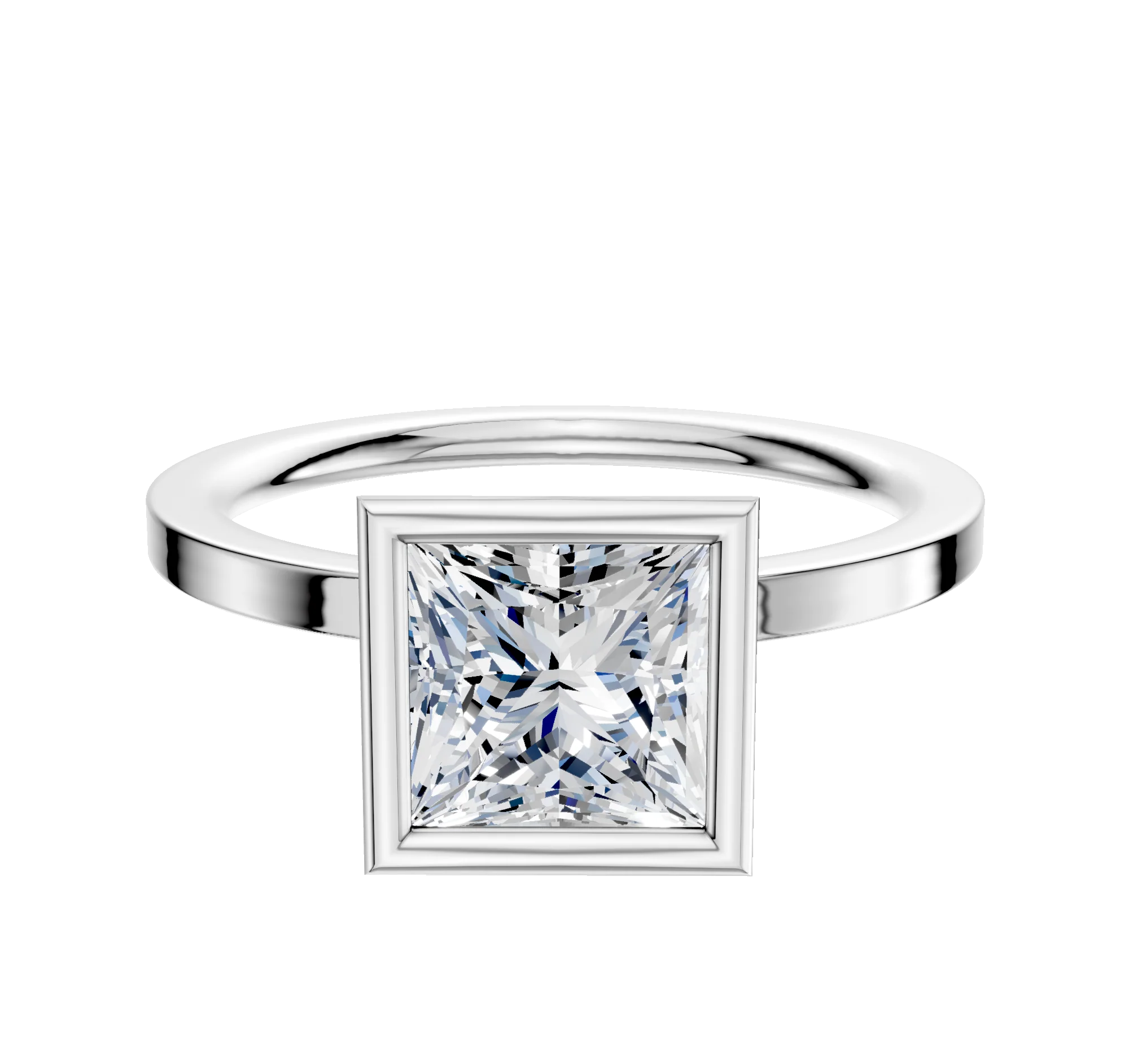 Platinum Bezel Full Bezel North/South Classic Flat 1.5mm Engagement Ring