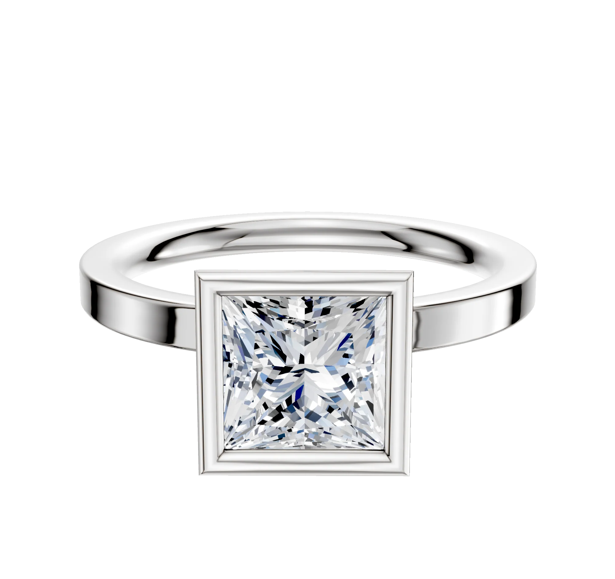 Platinum Bezel Full Bezel North/South Classic Flat 2.0mm Engagement Ring