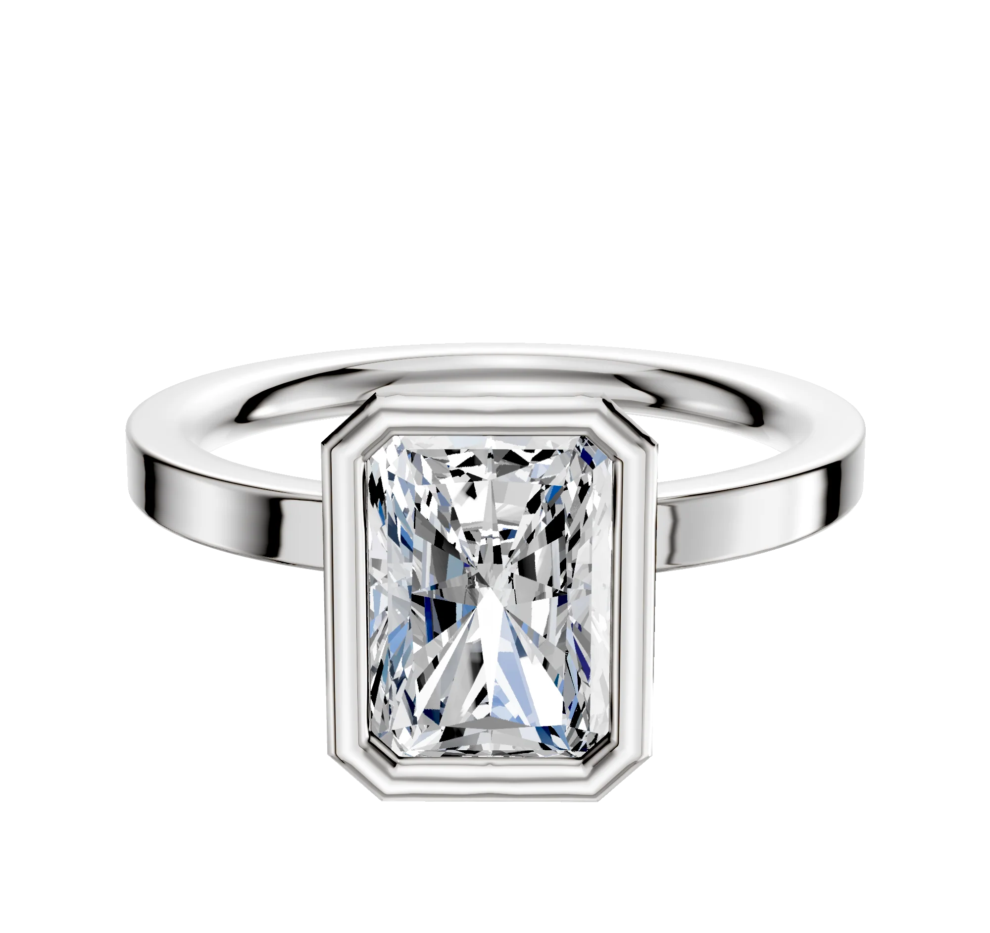Platinum Bezel Full Bezel North/South Classic Flat 2.0mm Engagement Ring